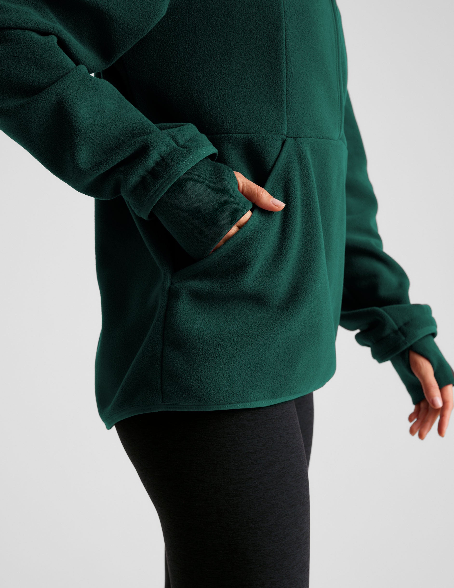 green quarter zip fleece jacket.