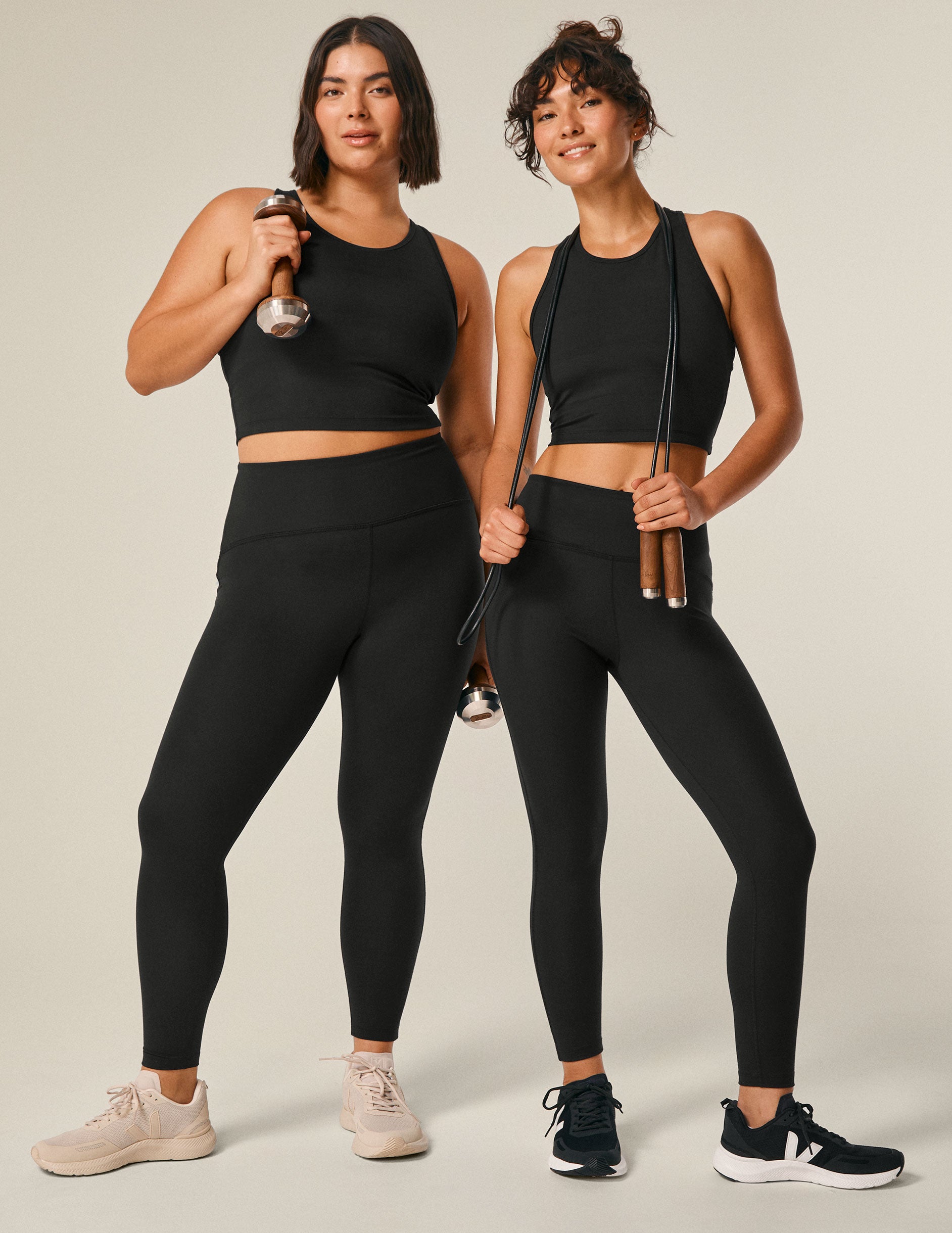 black 4-inch waistband midi leggings.