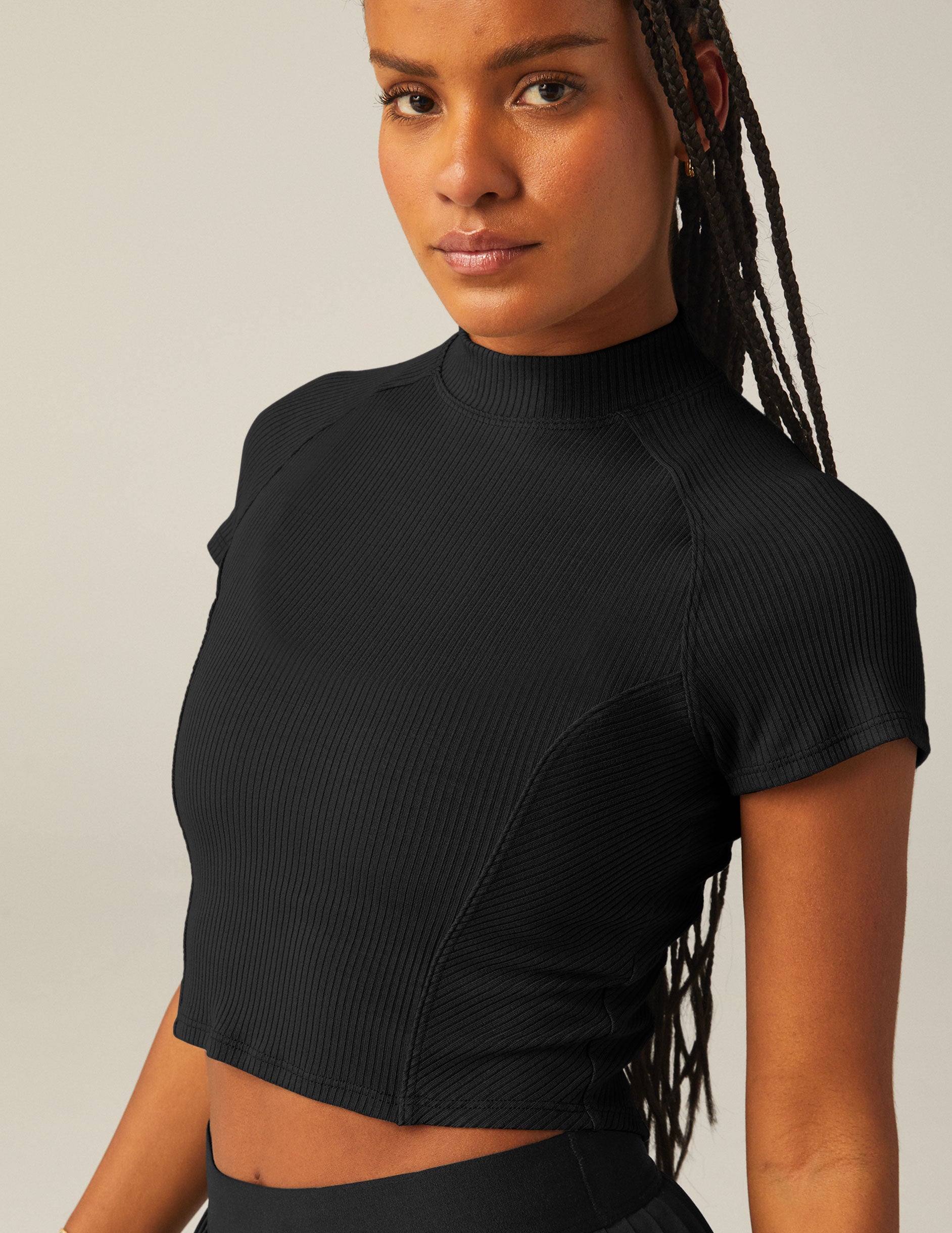 black rib cropped top