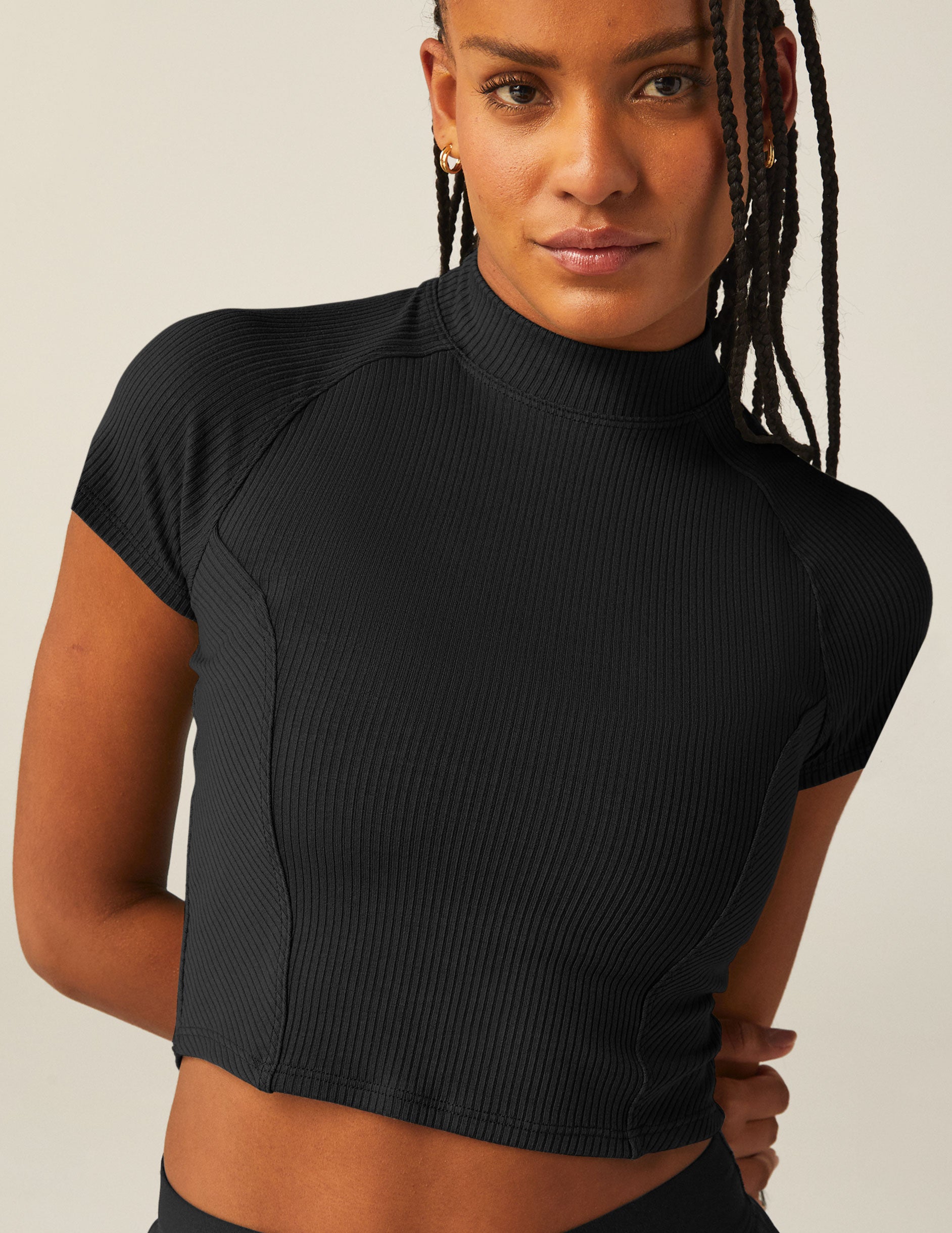 black rib cropped top