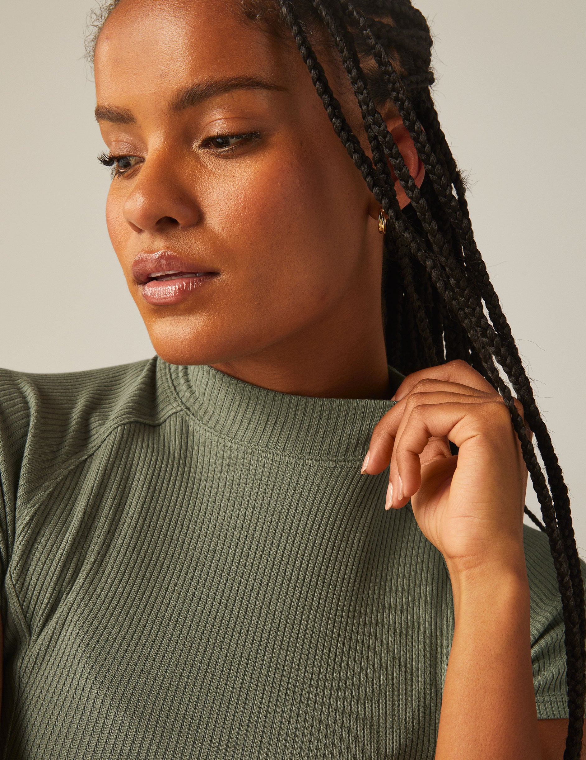 green rib crop top