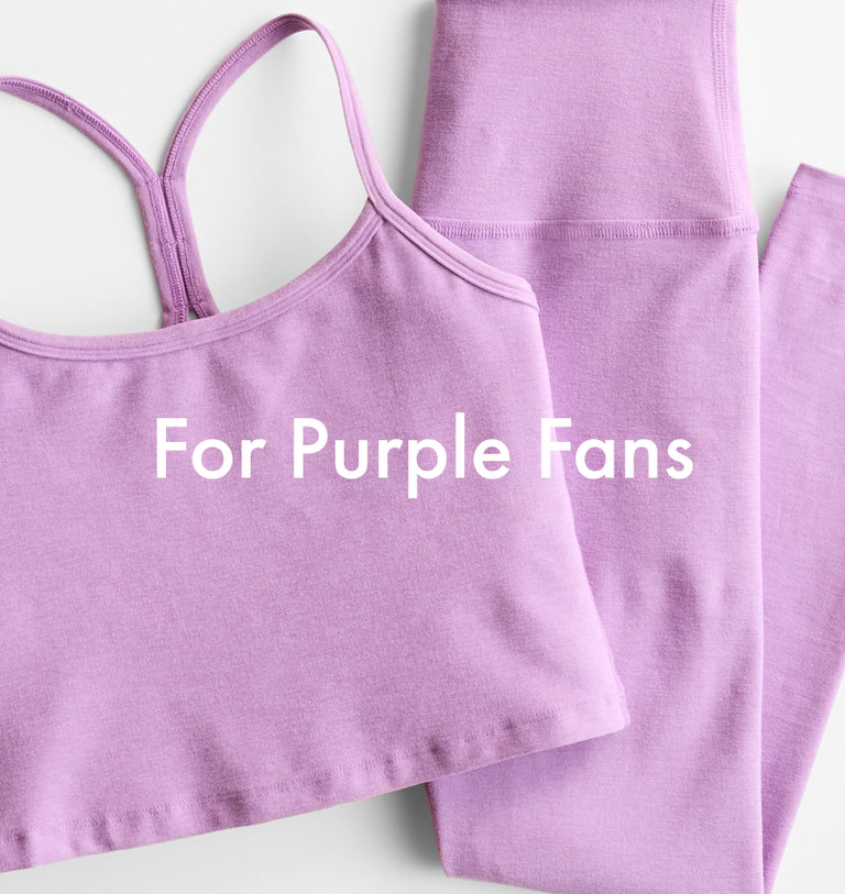 Lilac Petal Heather Slim Racerback Cropped Tank & Lilac Petal Heather High-waisted midi leggings.