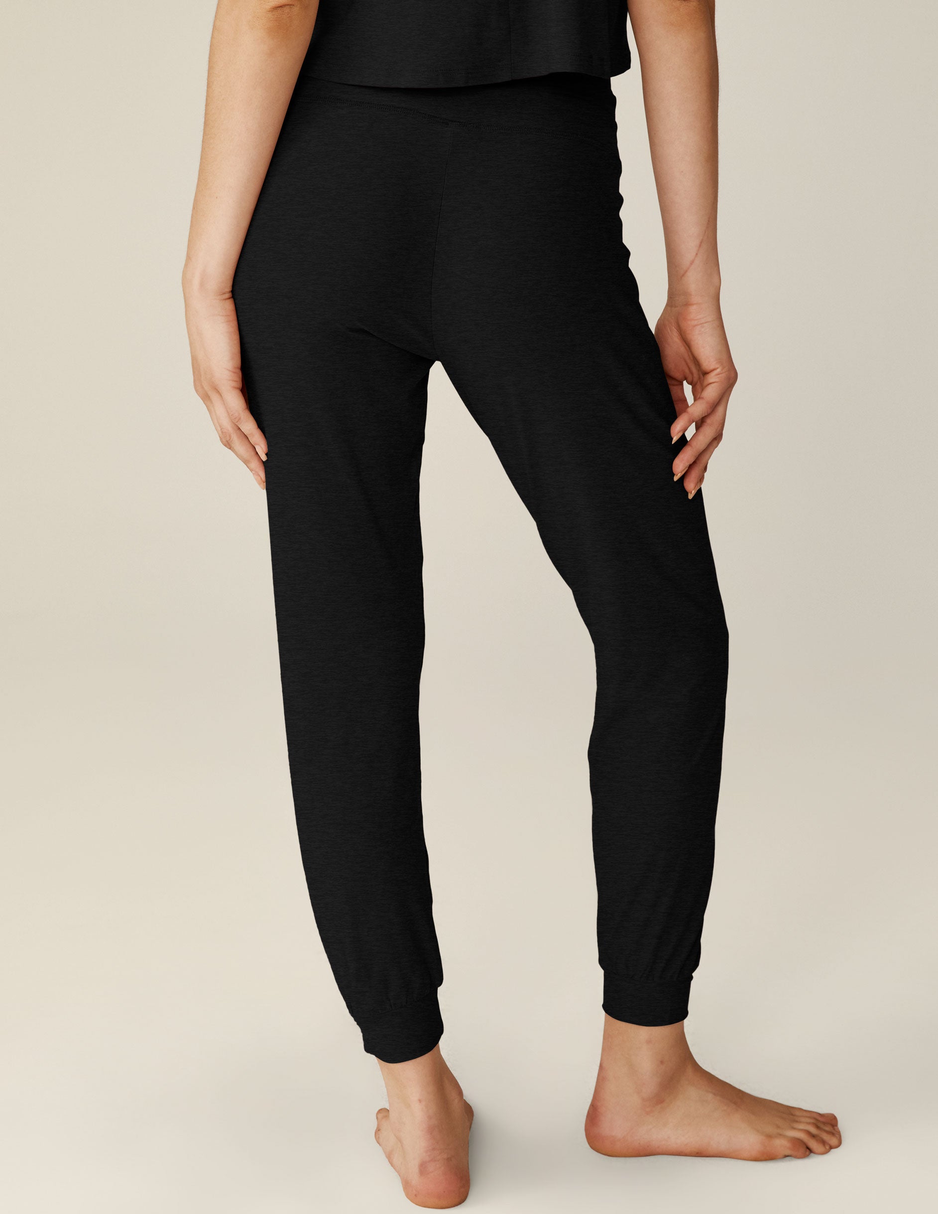 black joggers with drawstring at waist