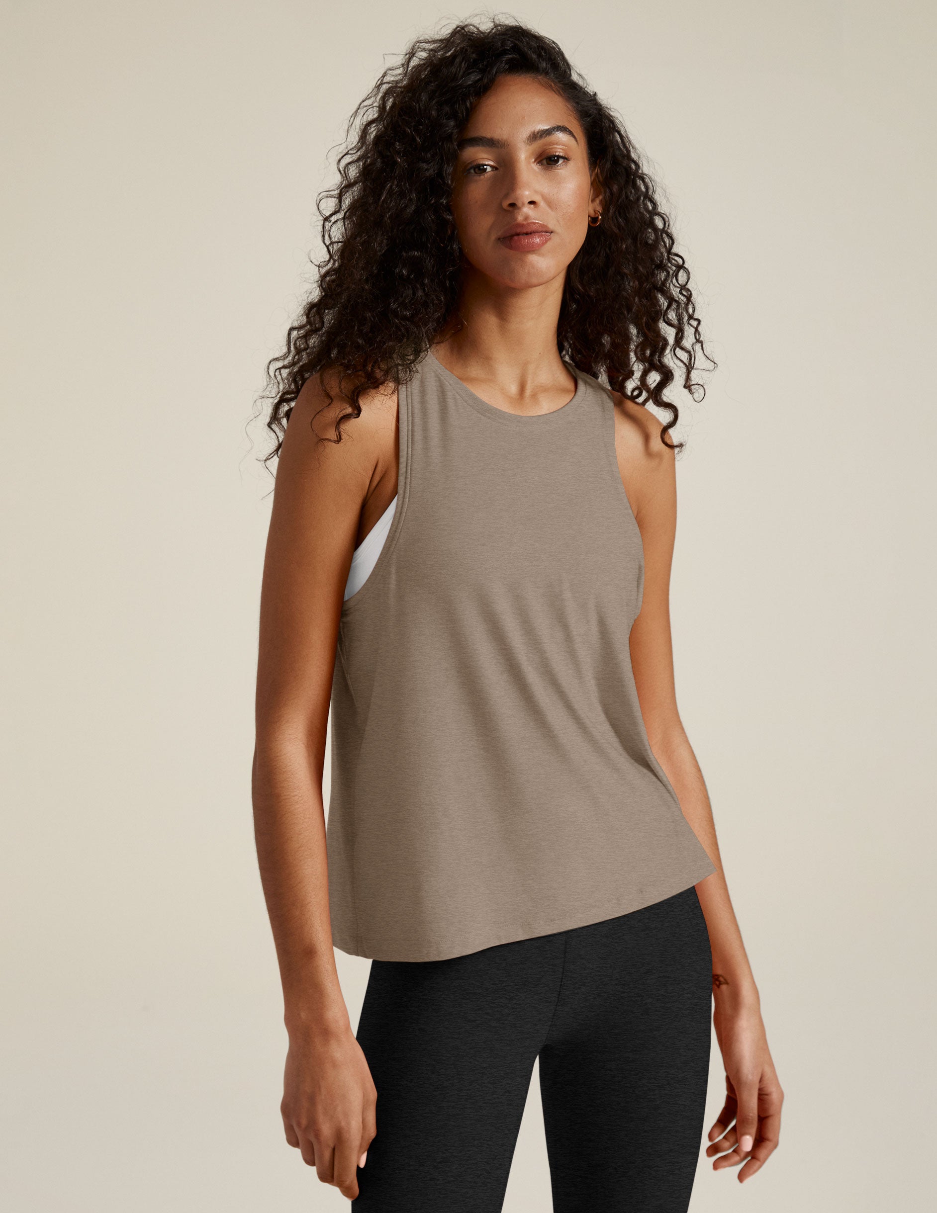 brown tank top