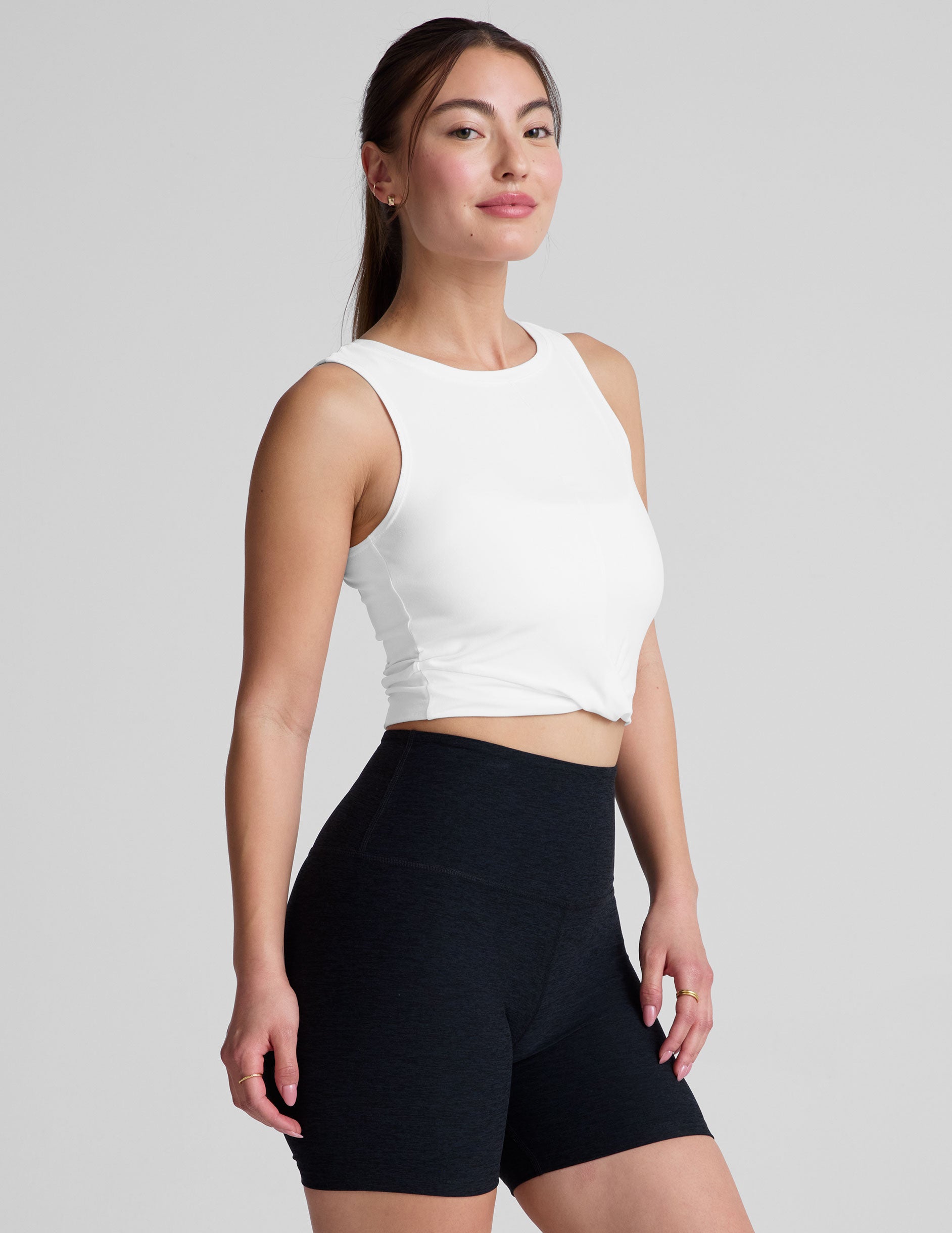white cropped tank