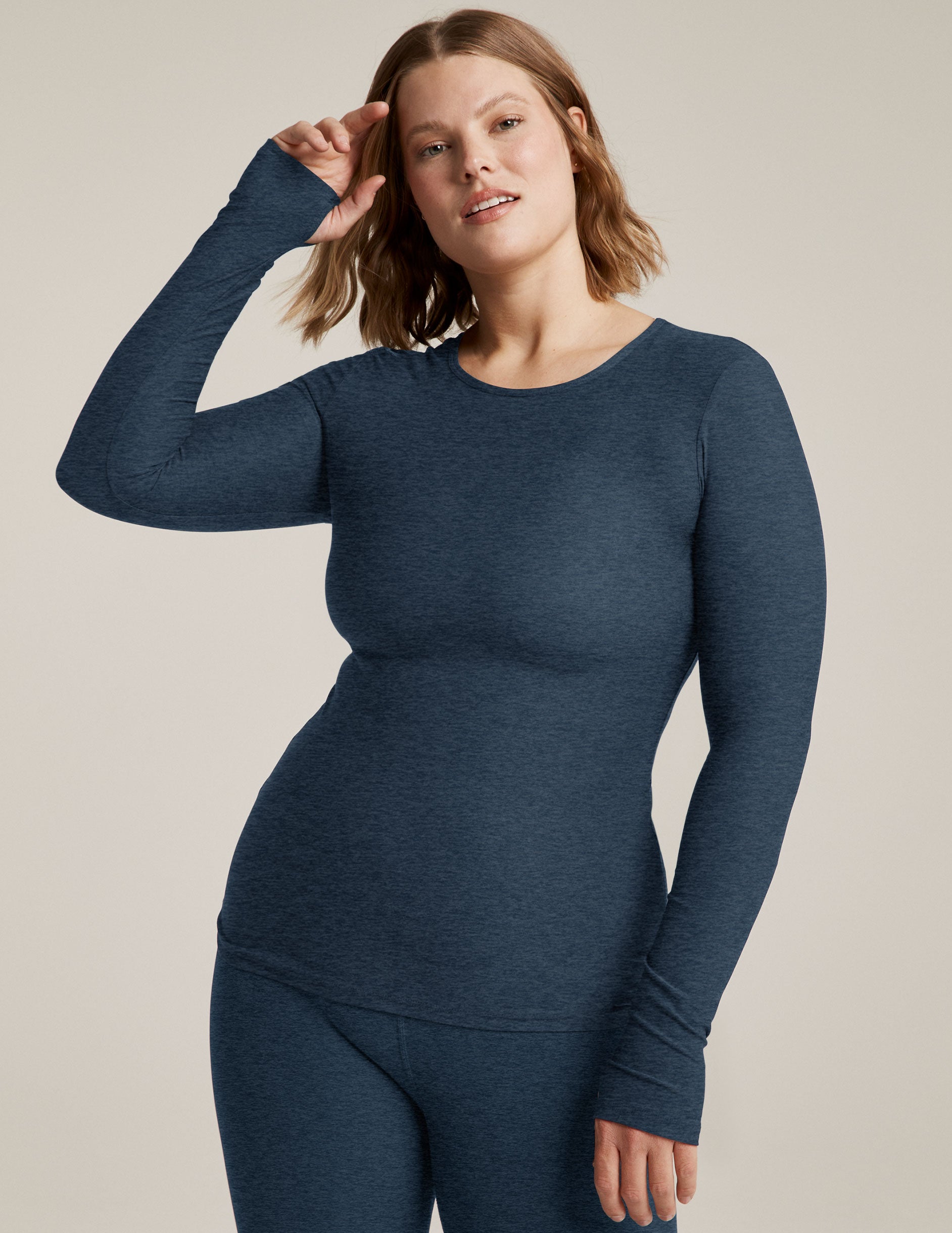 blue long sleeve top