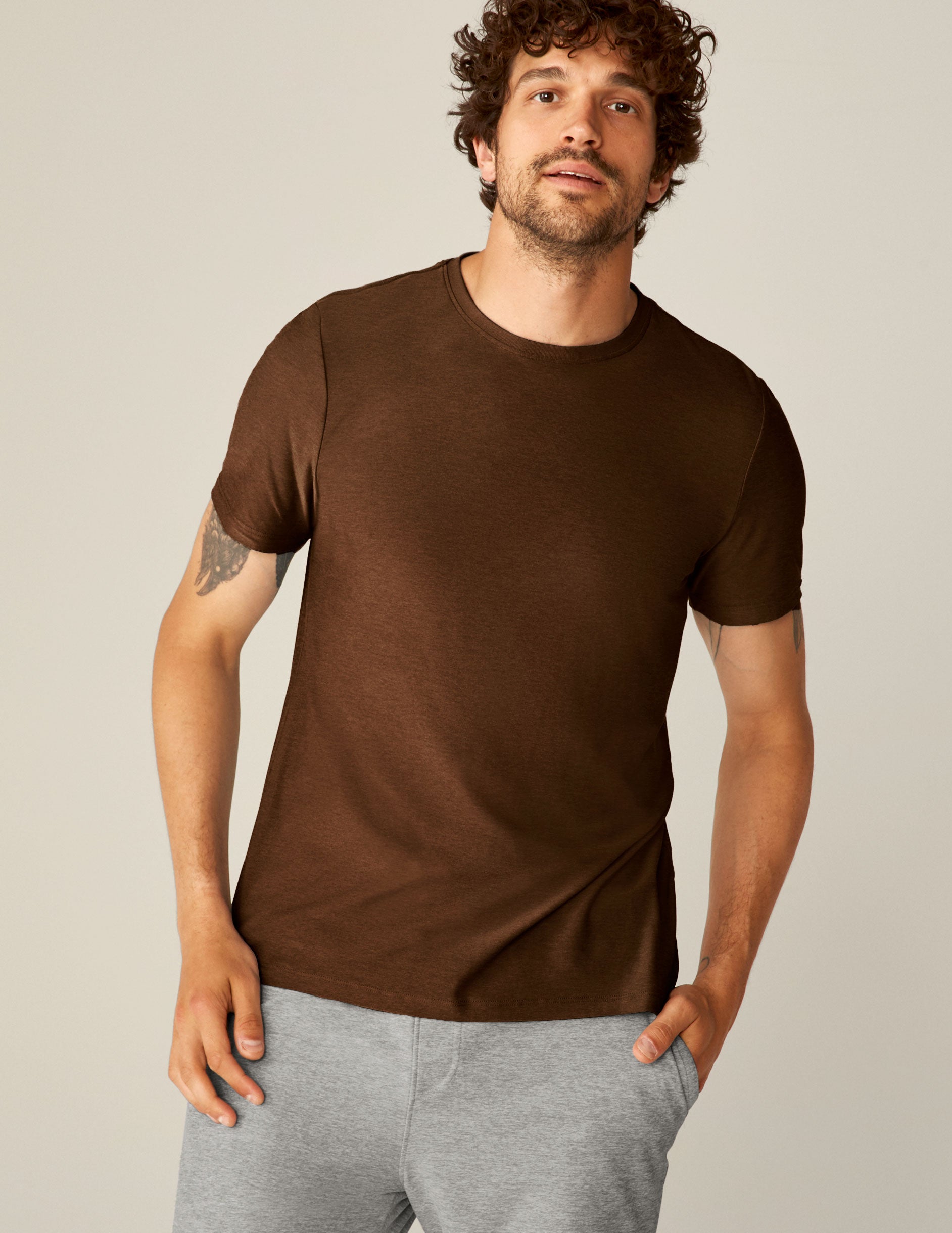 mens brown short sleeve top