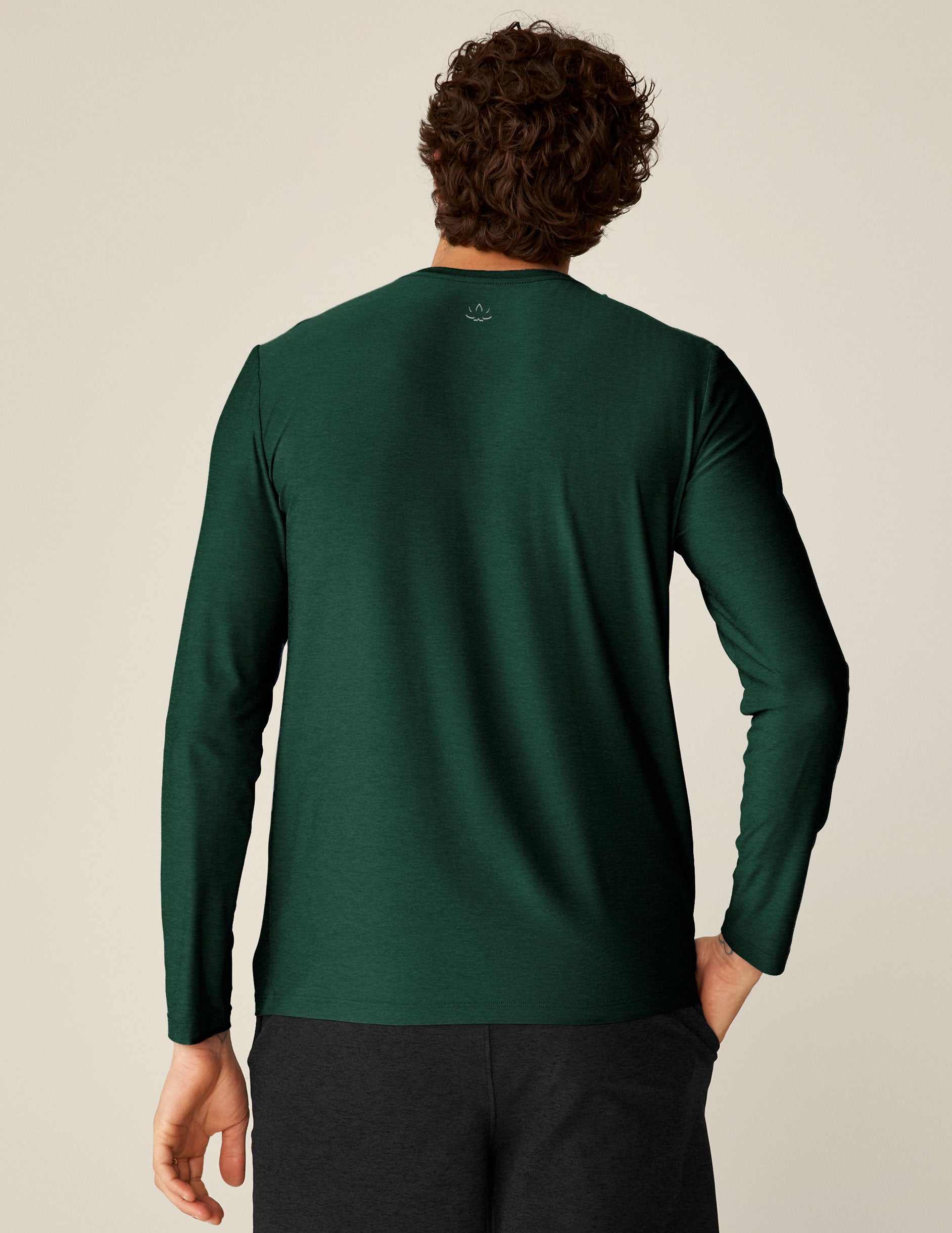 green mens crew neck long sleeve top.
