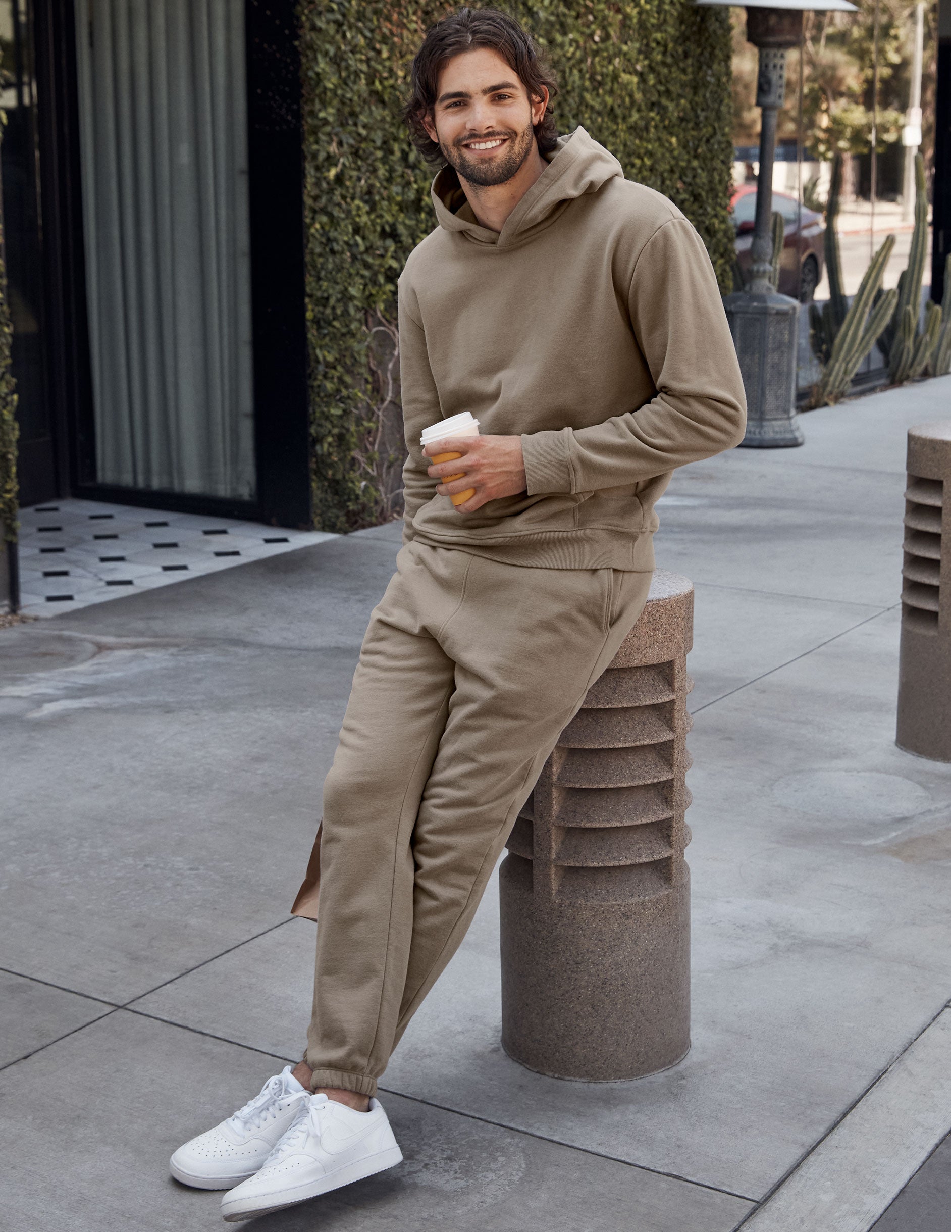 brown men's sweatpants.