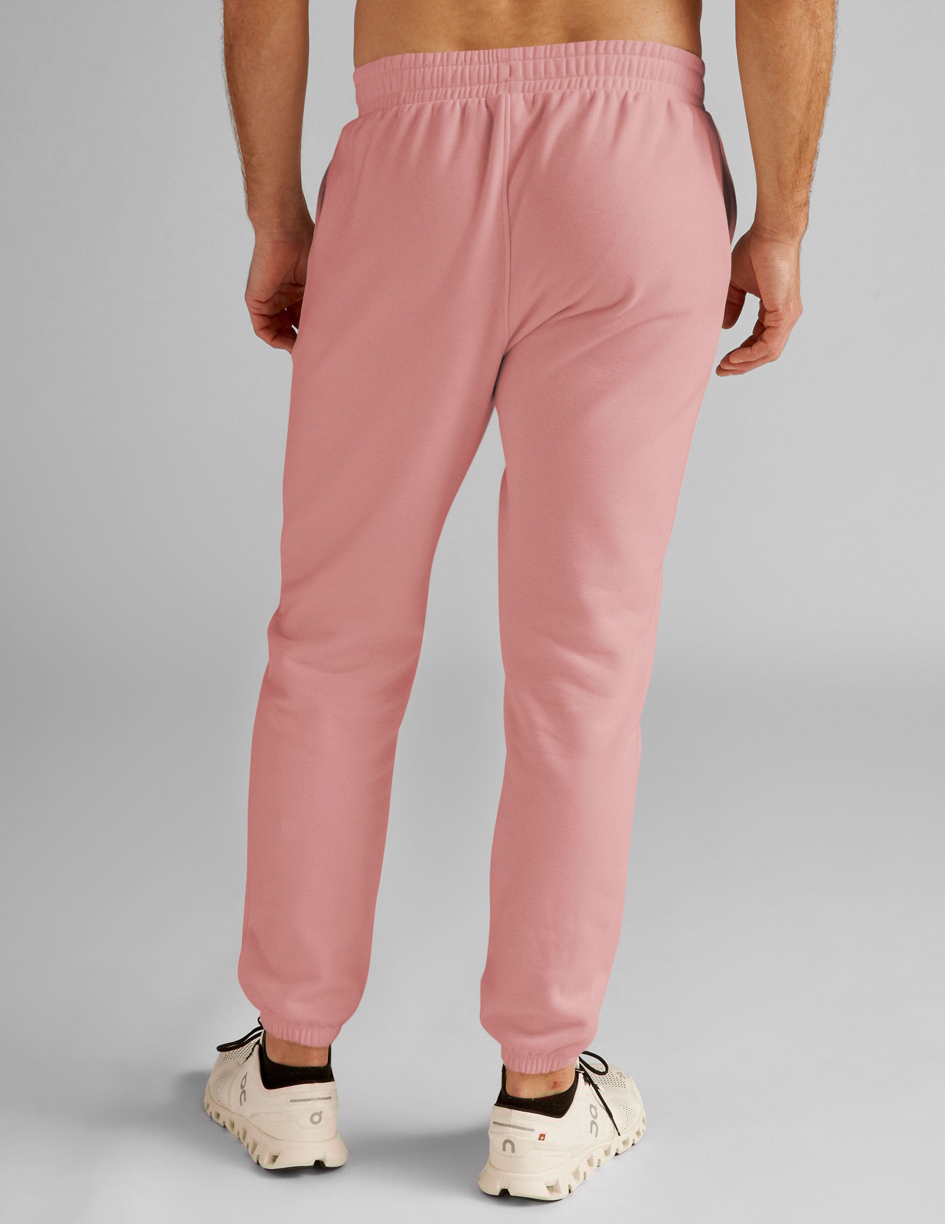 pink men's sweatpants with pockets.