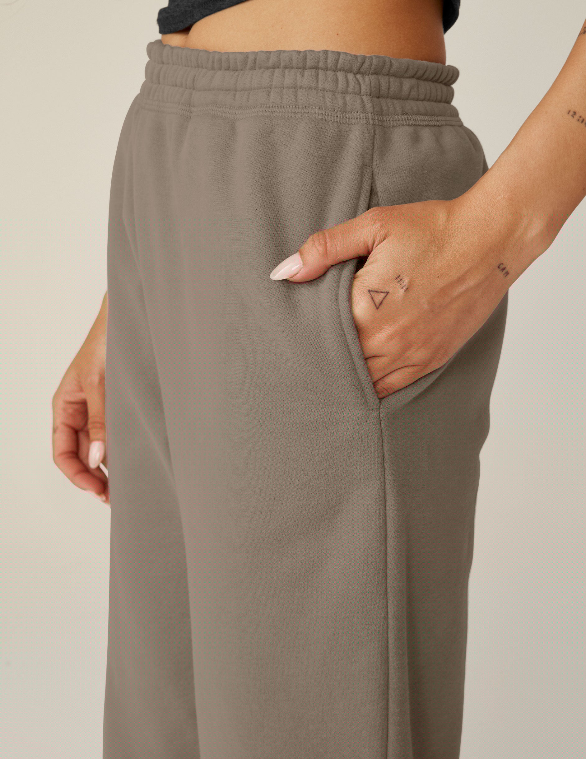 brown jogger pants with a drawstring on internal waistband