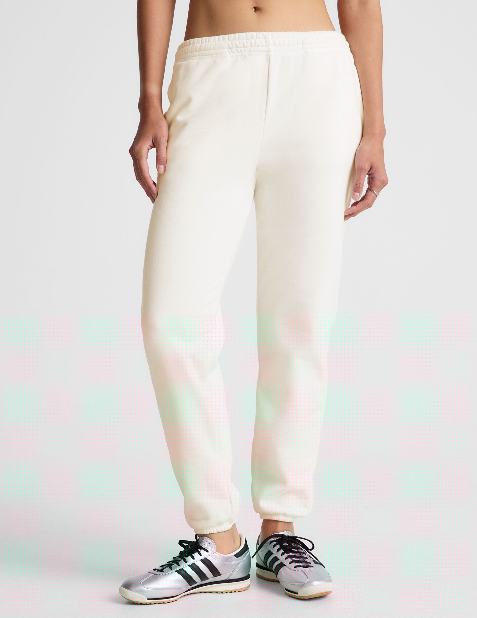 white joggers with pockets.
