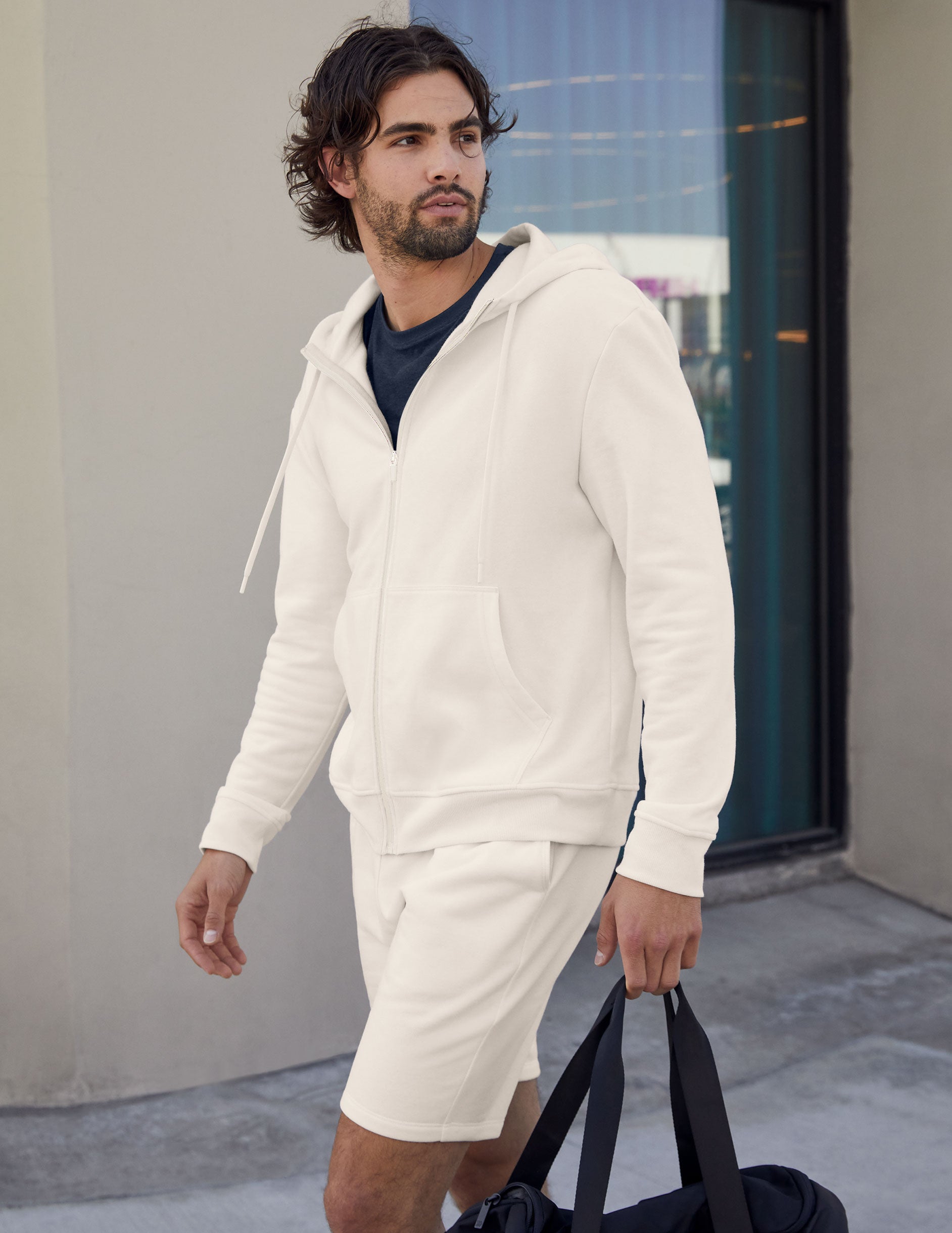 white men's zip-up hoodie.