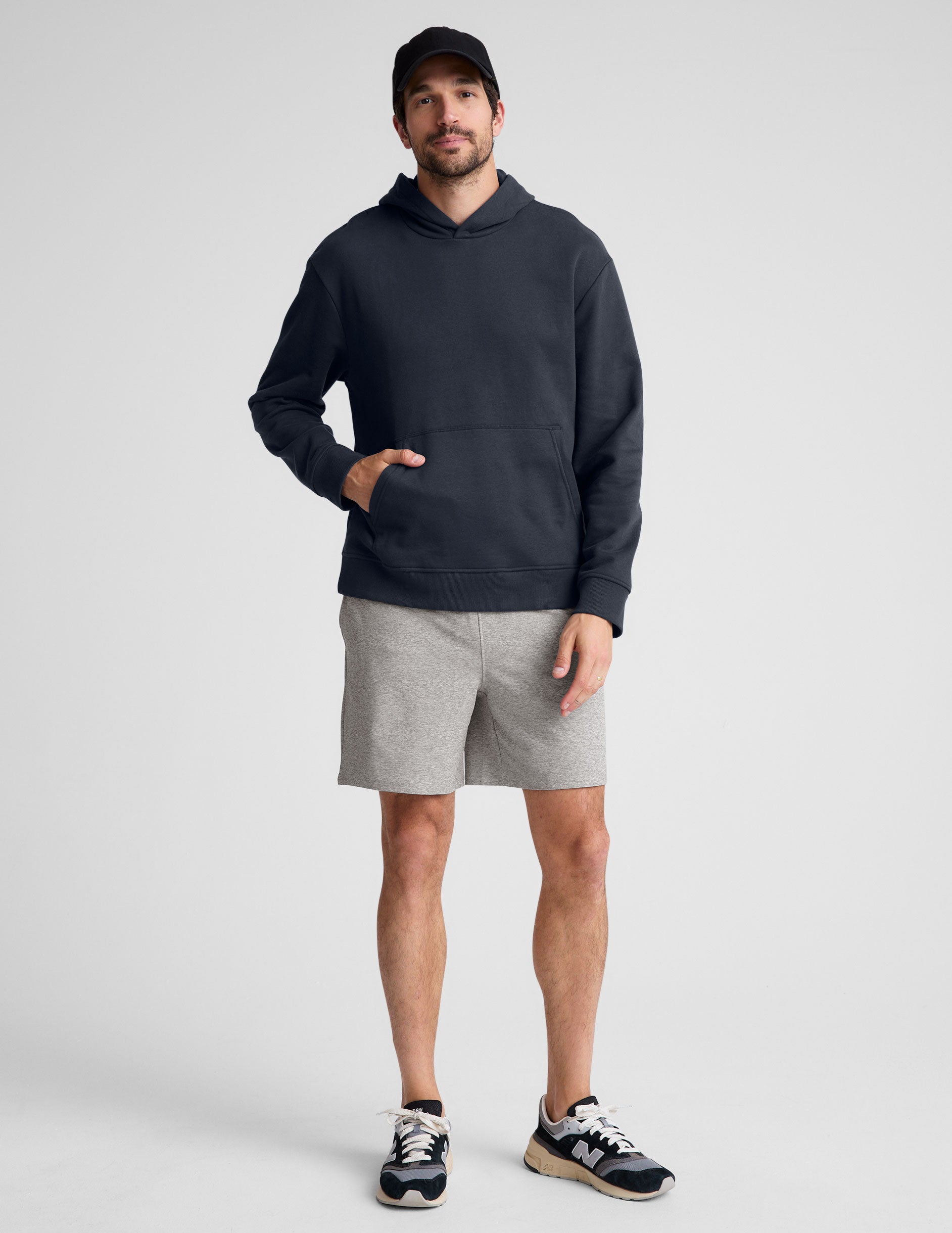 blue mens hoodie with a kangaroo pocket.