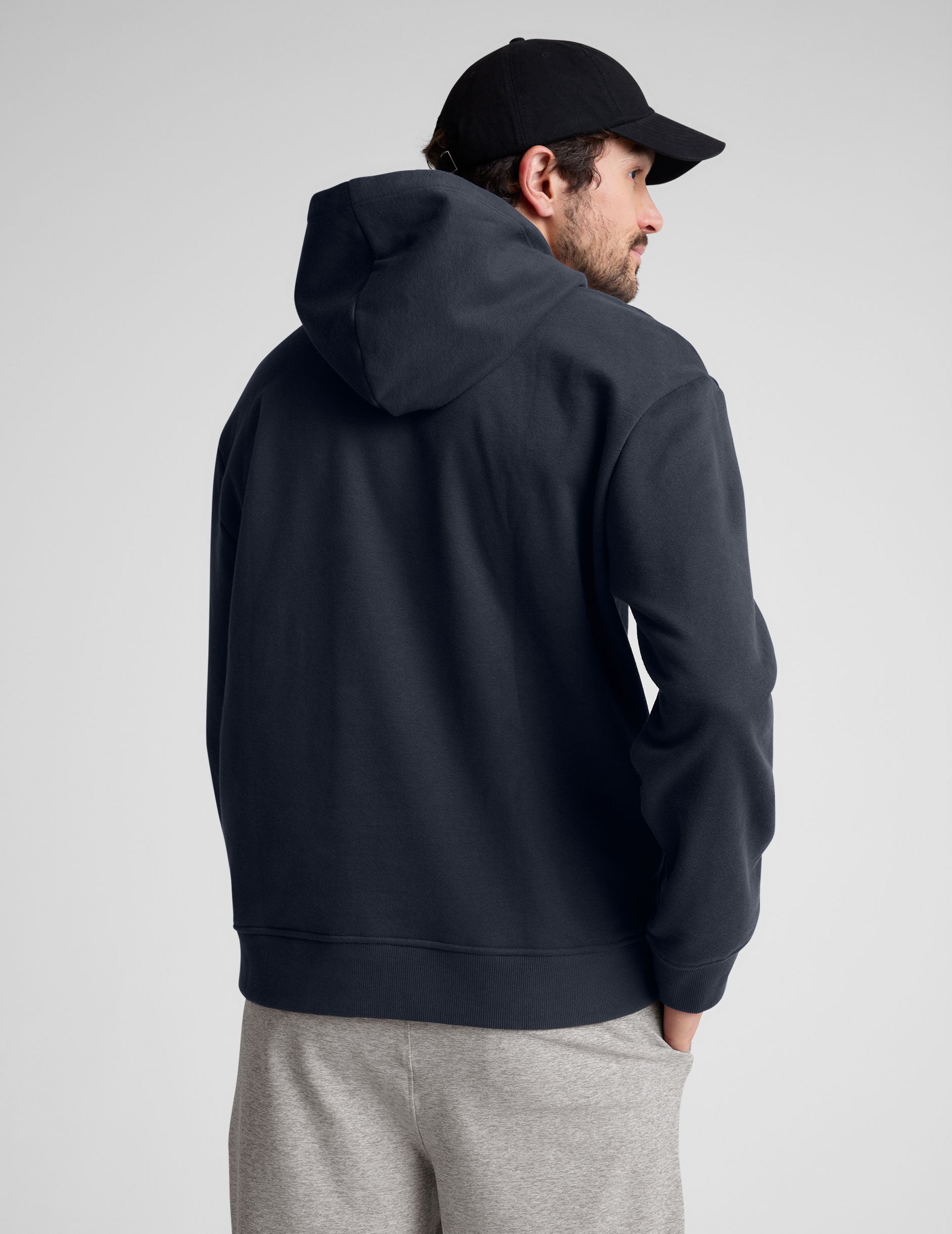 blue mens hoodie with a kangaroo pocket.