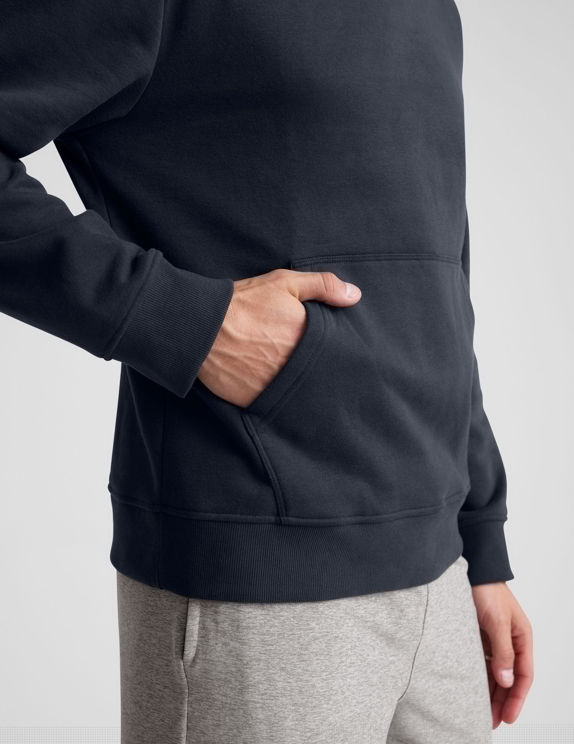 blue mens hoodie with a kangaroo pocket.