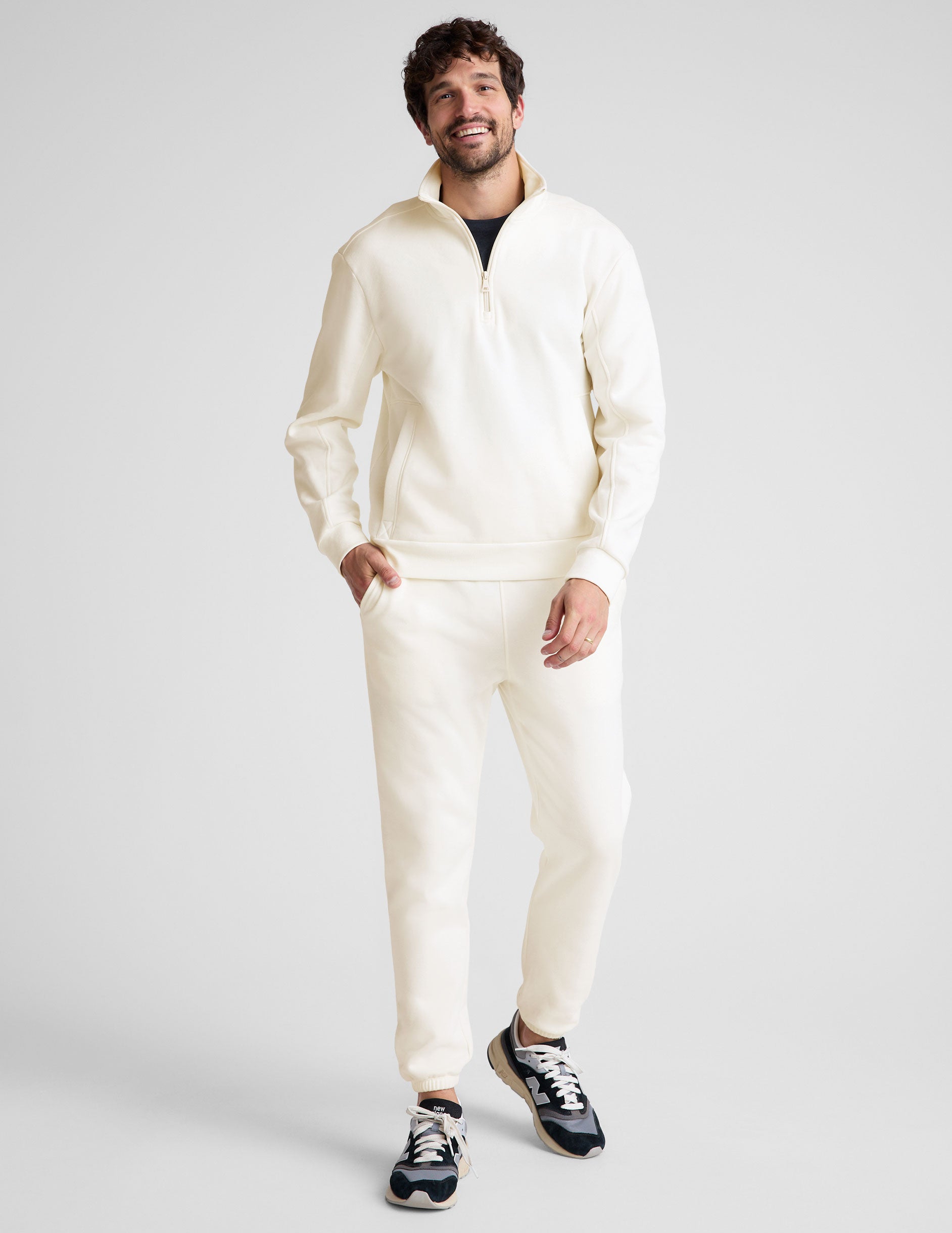 mens white half zip pullover