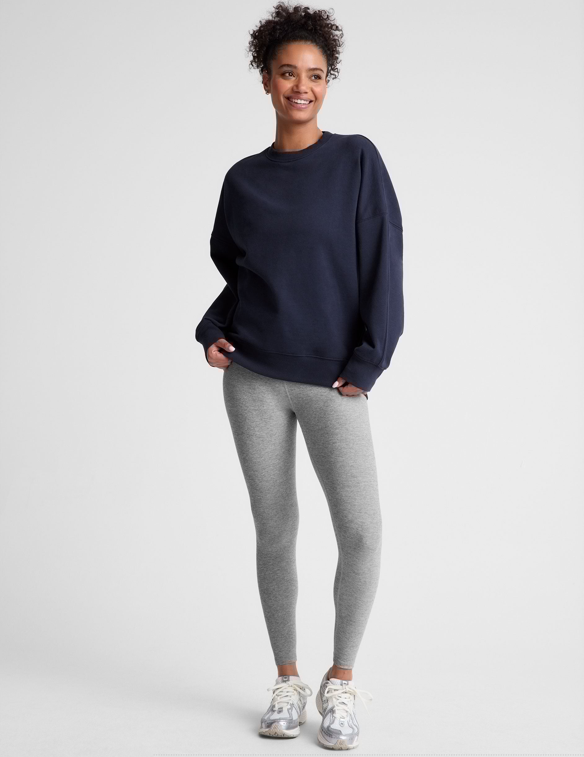 blue crewneck sweatshirt