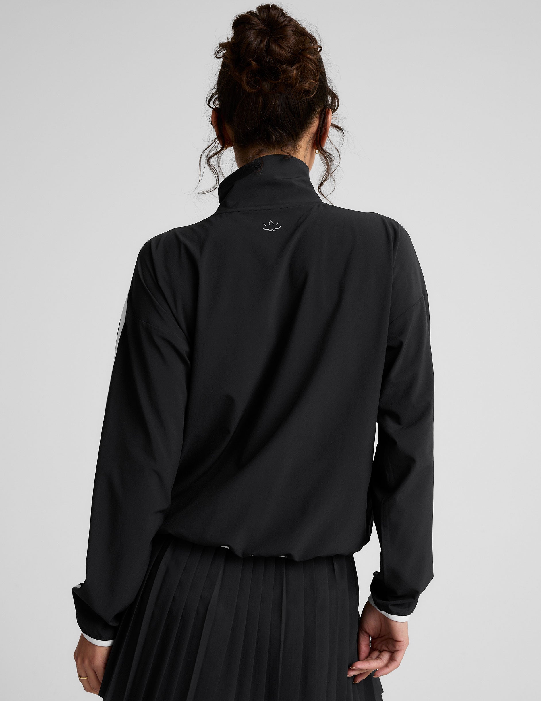 black and white half zip jacket