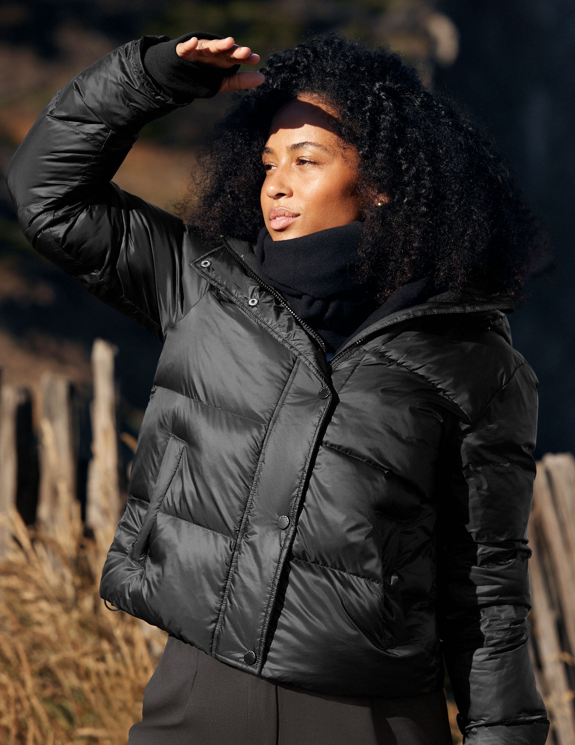 black puffer jacket