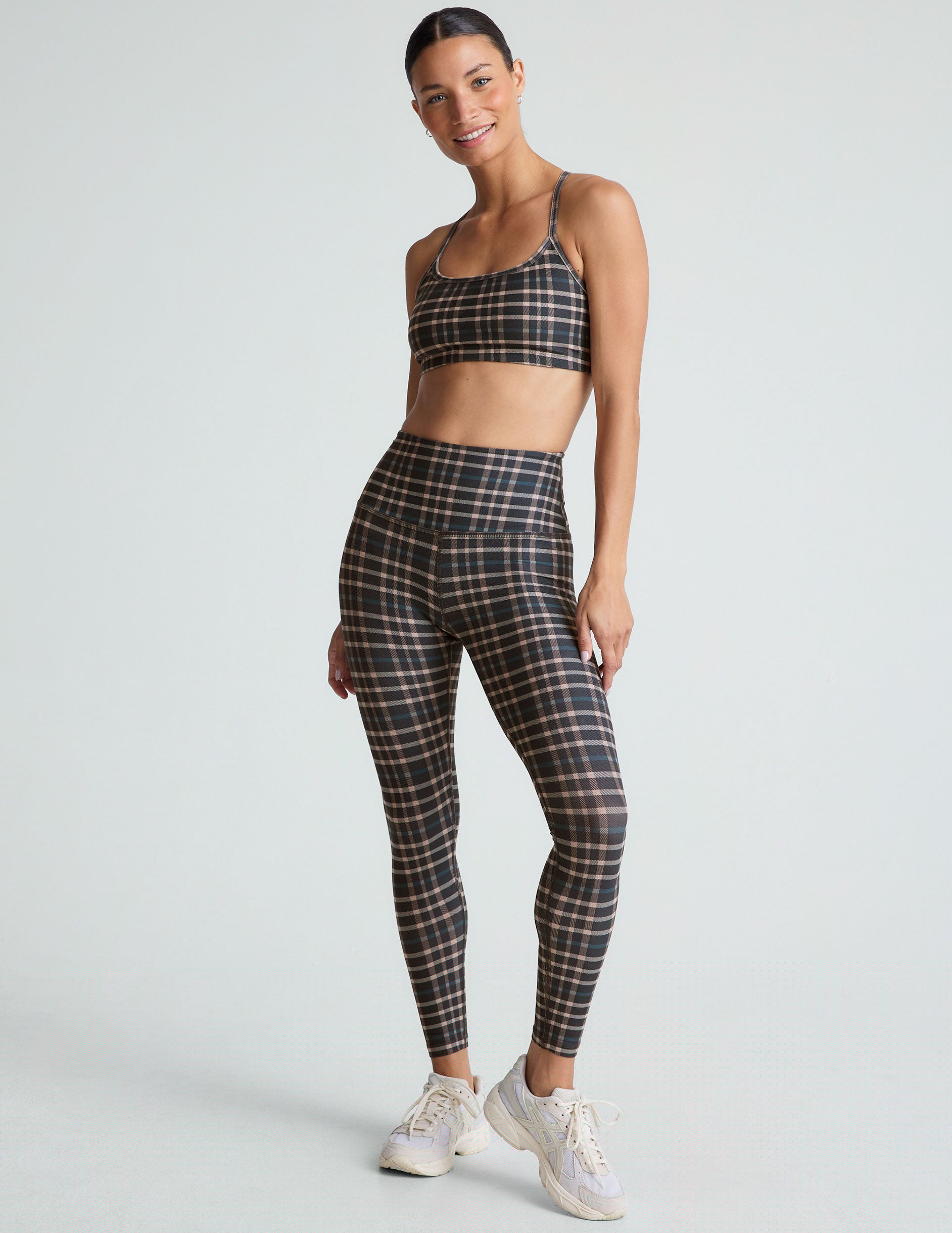 plaid printed slim racerback bra.