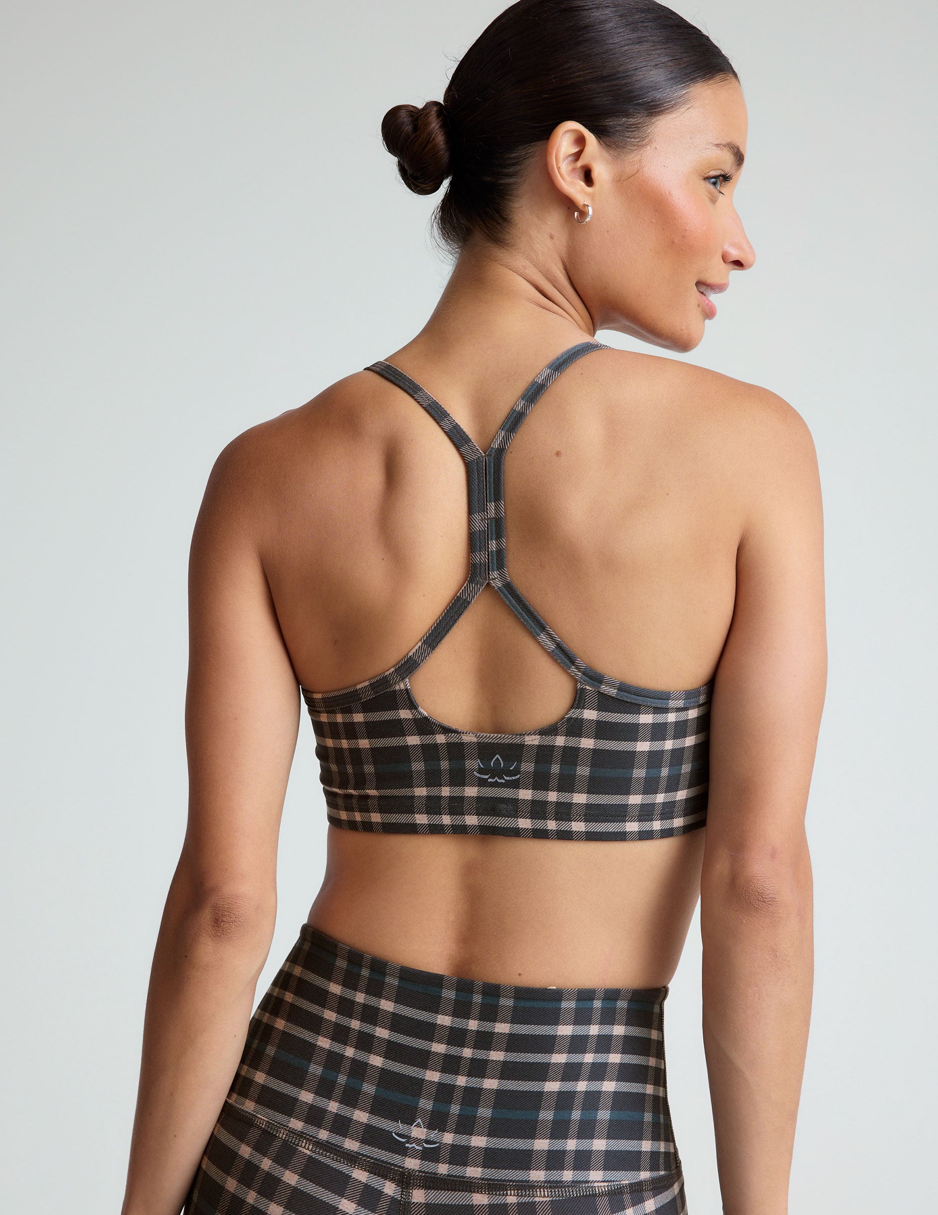 plaid printed slim racerback bra.