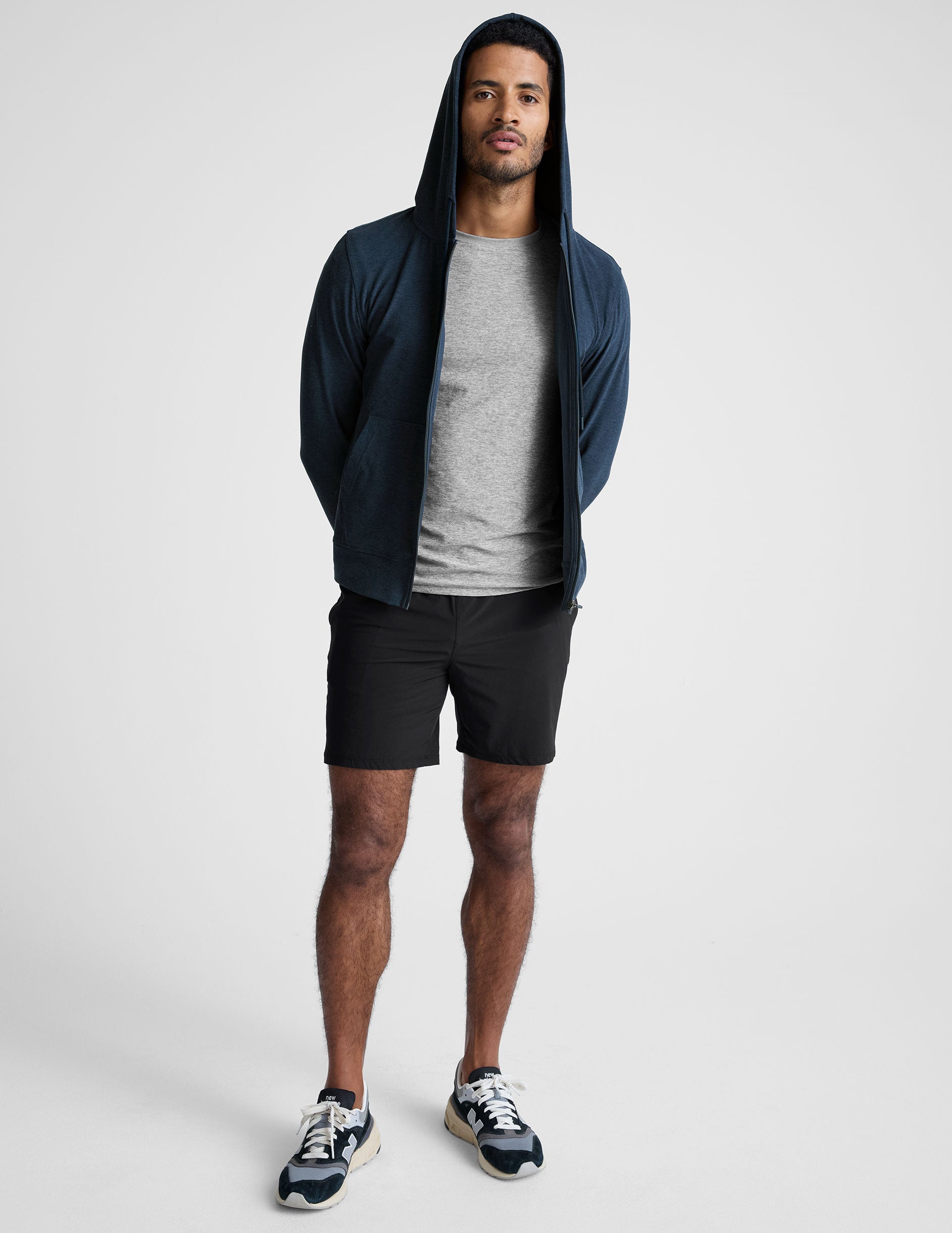 blue mens zip-up hooded jacket.