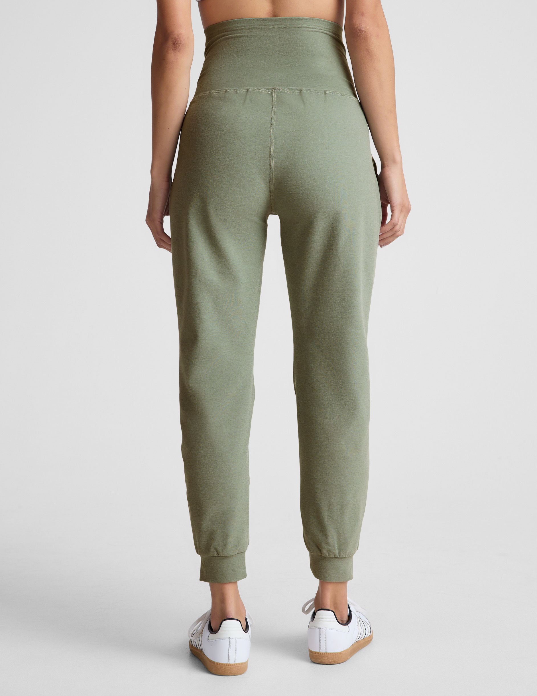 green maternity joggers with pockets.