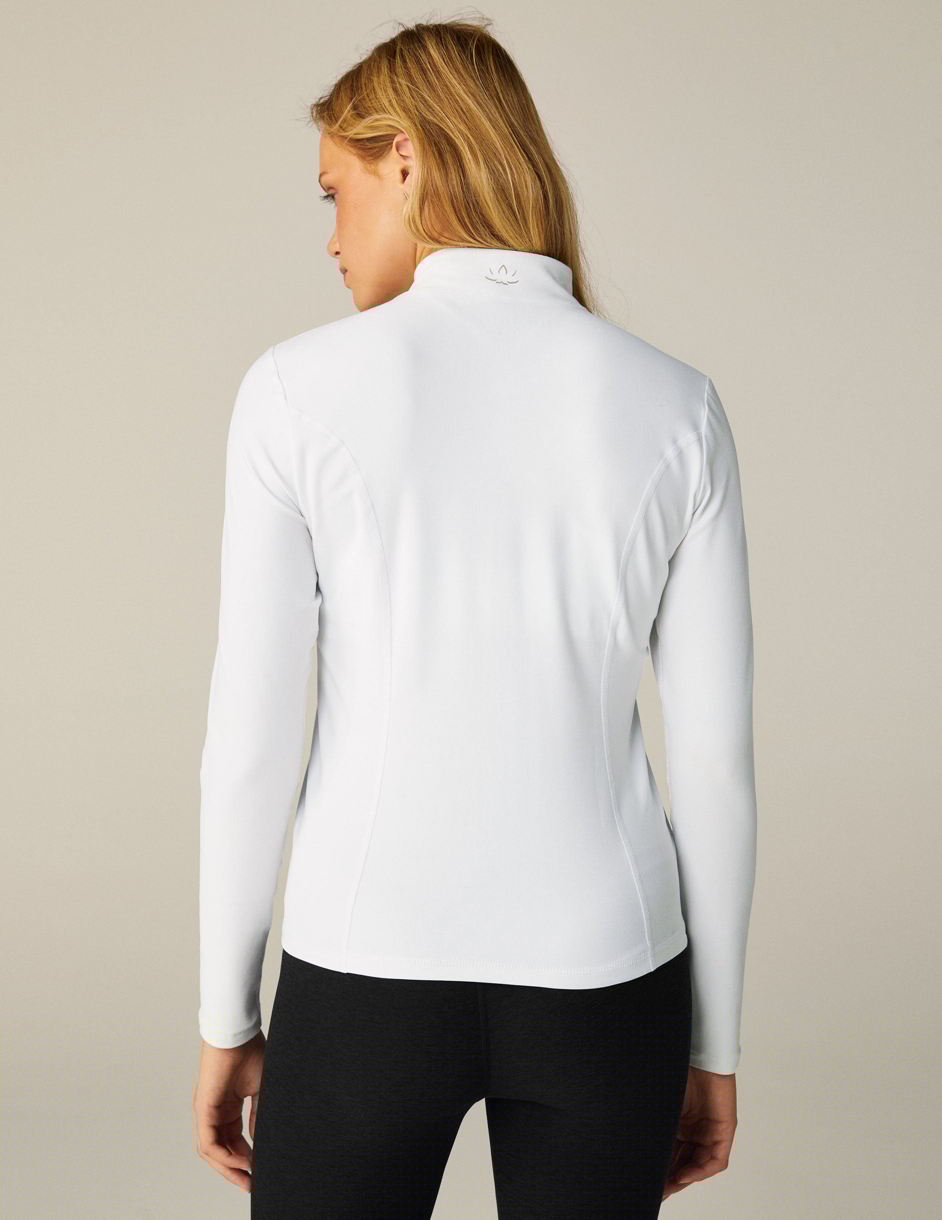 Cloud White Mock Neck Zip Up Jacket