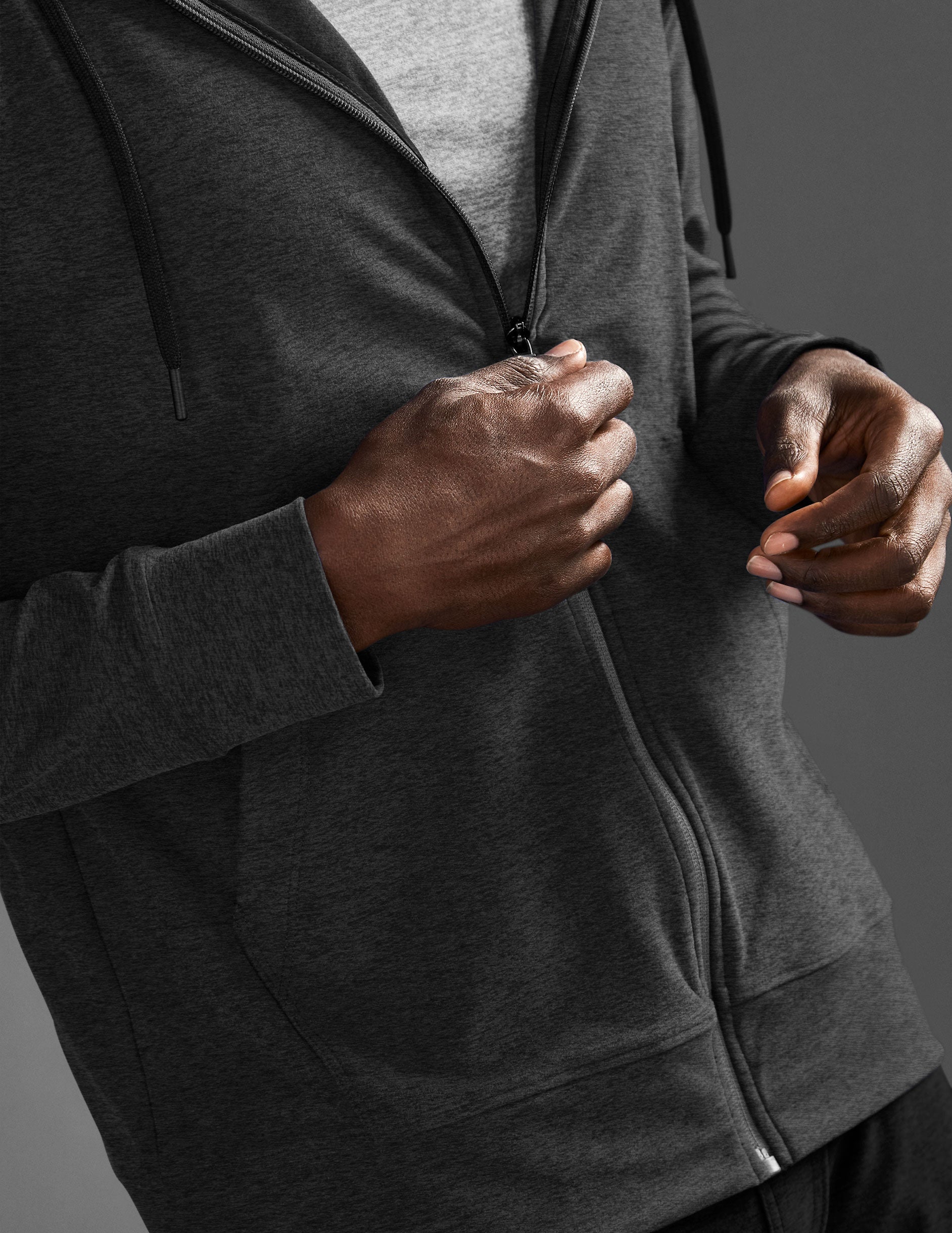 dark gray zip up hoodie