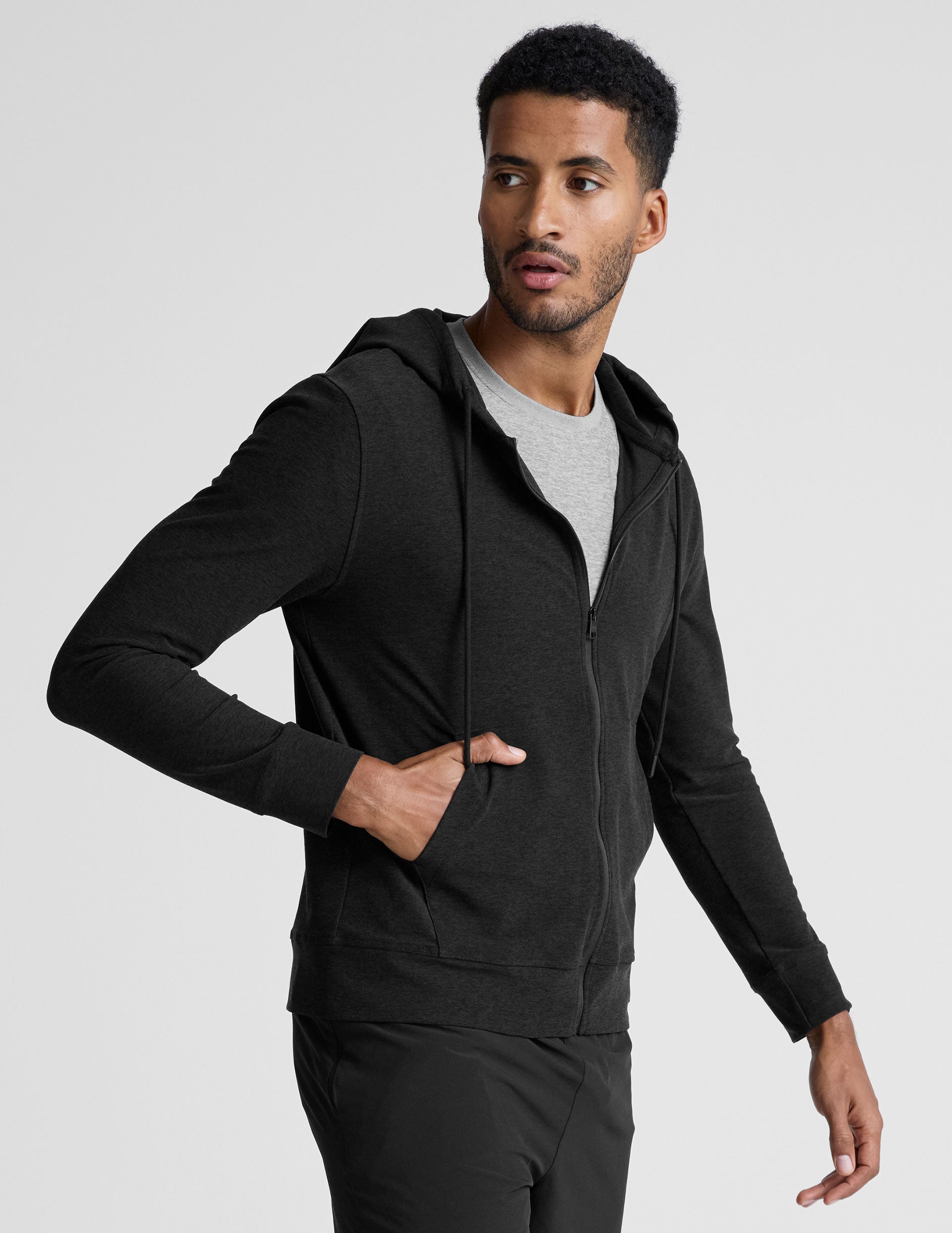 black zip up hoodie