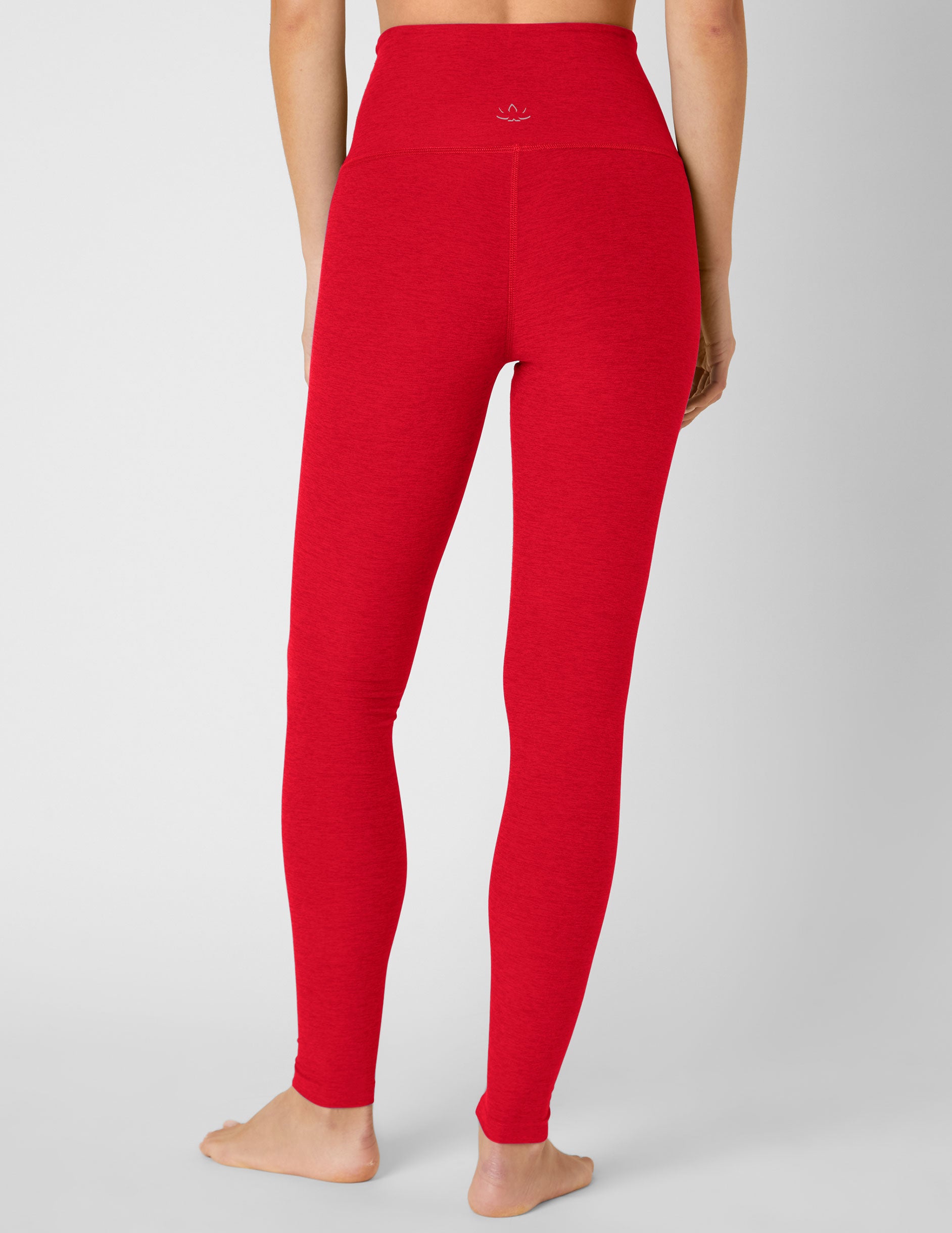 red high-waisted long length leggings.