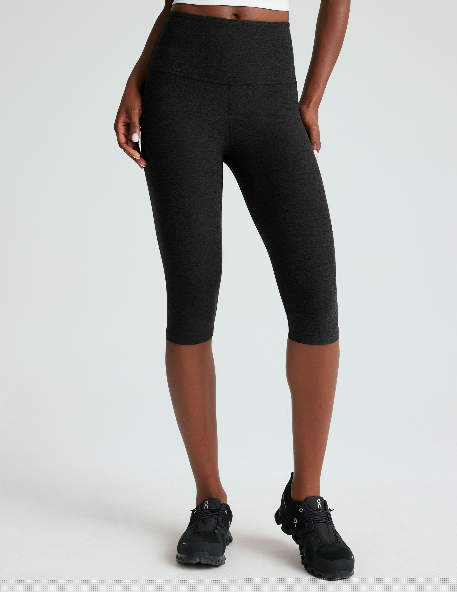 black high-waisted 14.25" length leggings.