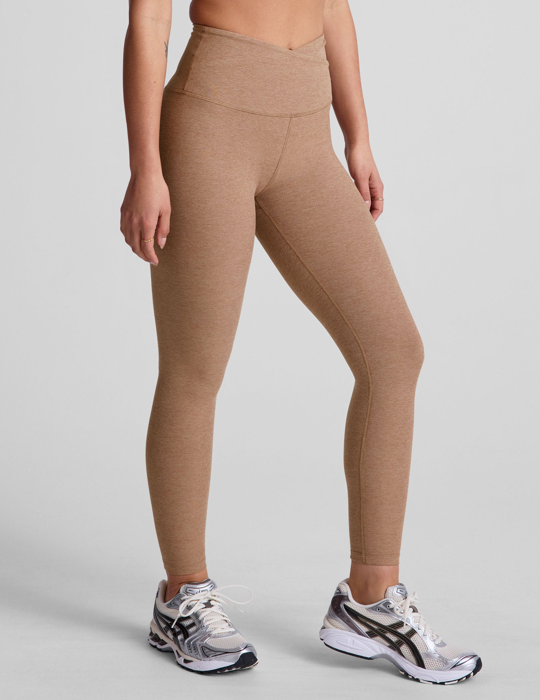 brown midi legging with criss cross front