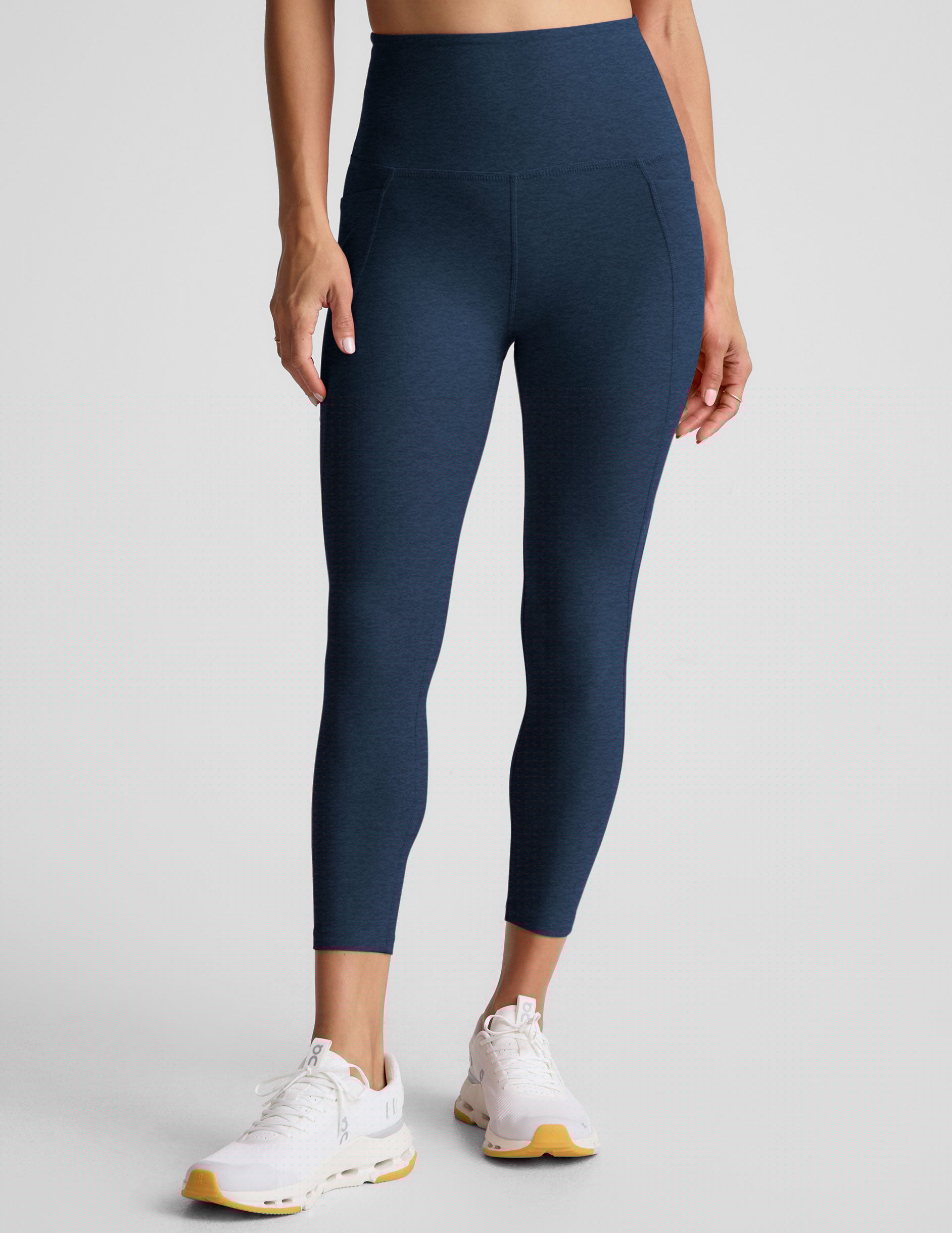 blue capri midi leggings