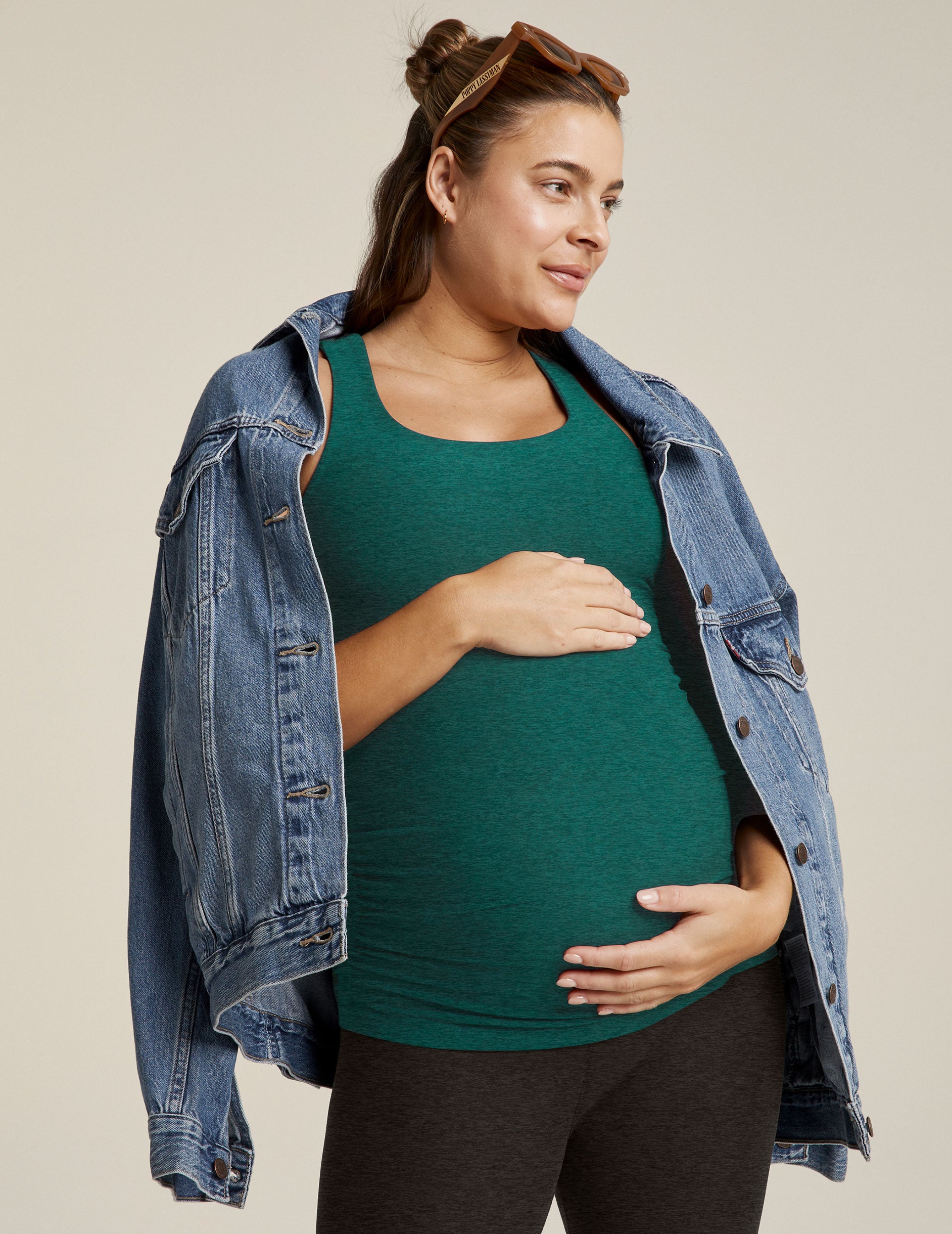 green maternity racerback tank