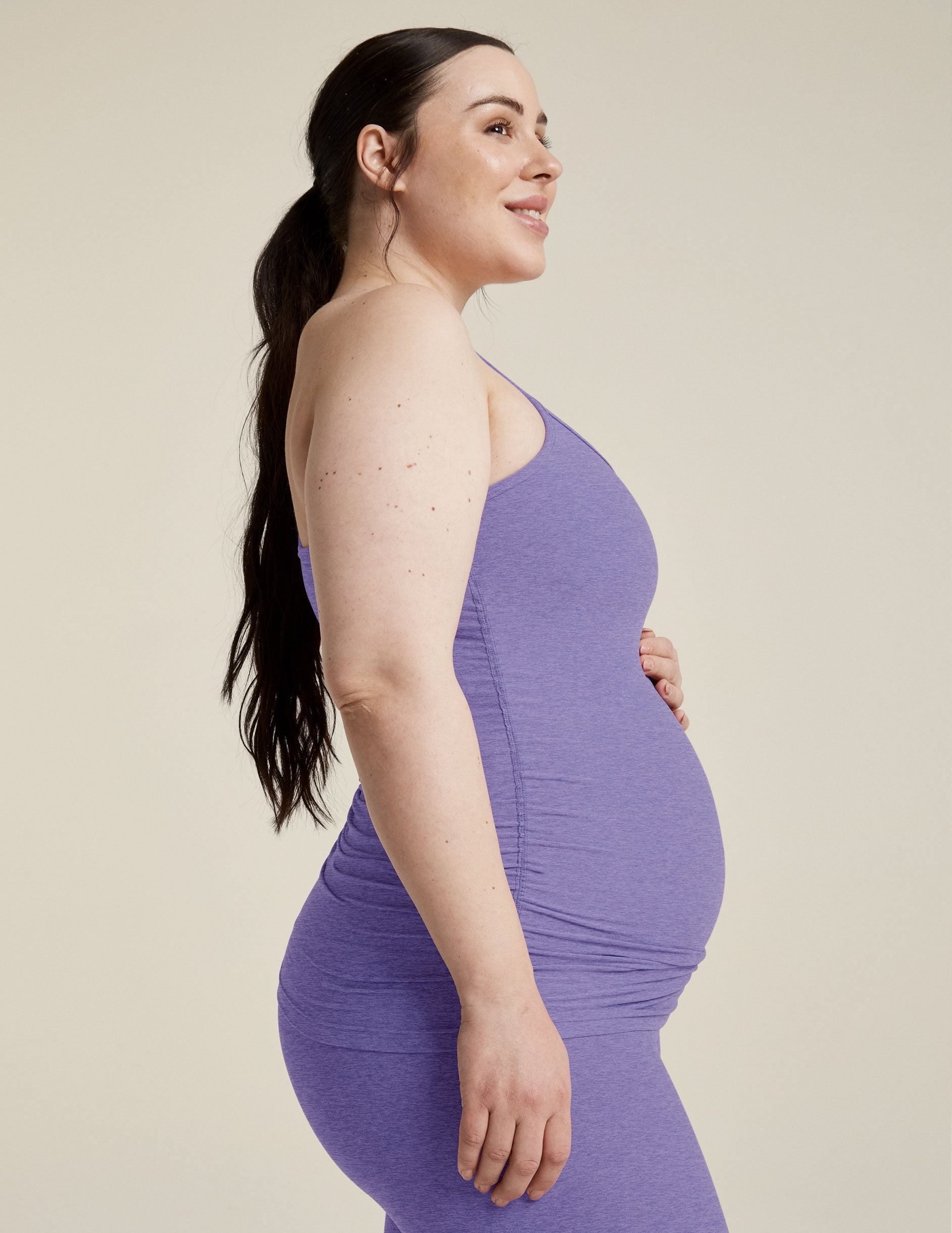 purple slim racerback maternity tank top.