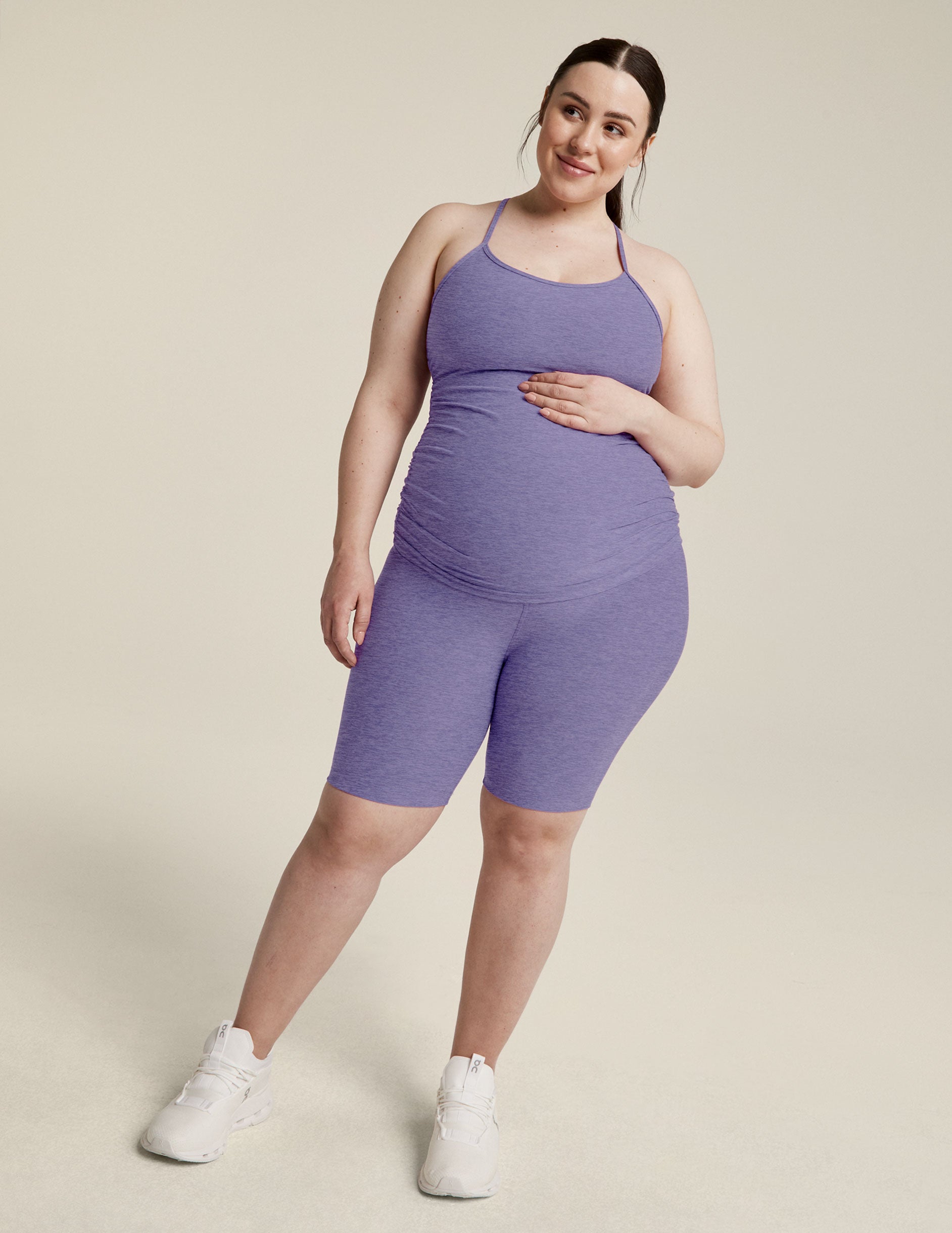 purple slim racerback maternity tank top.