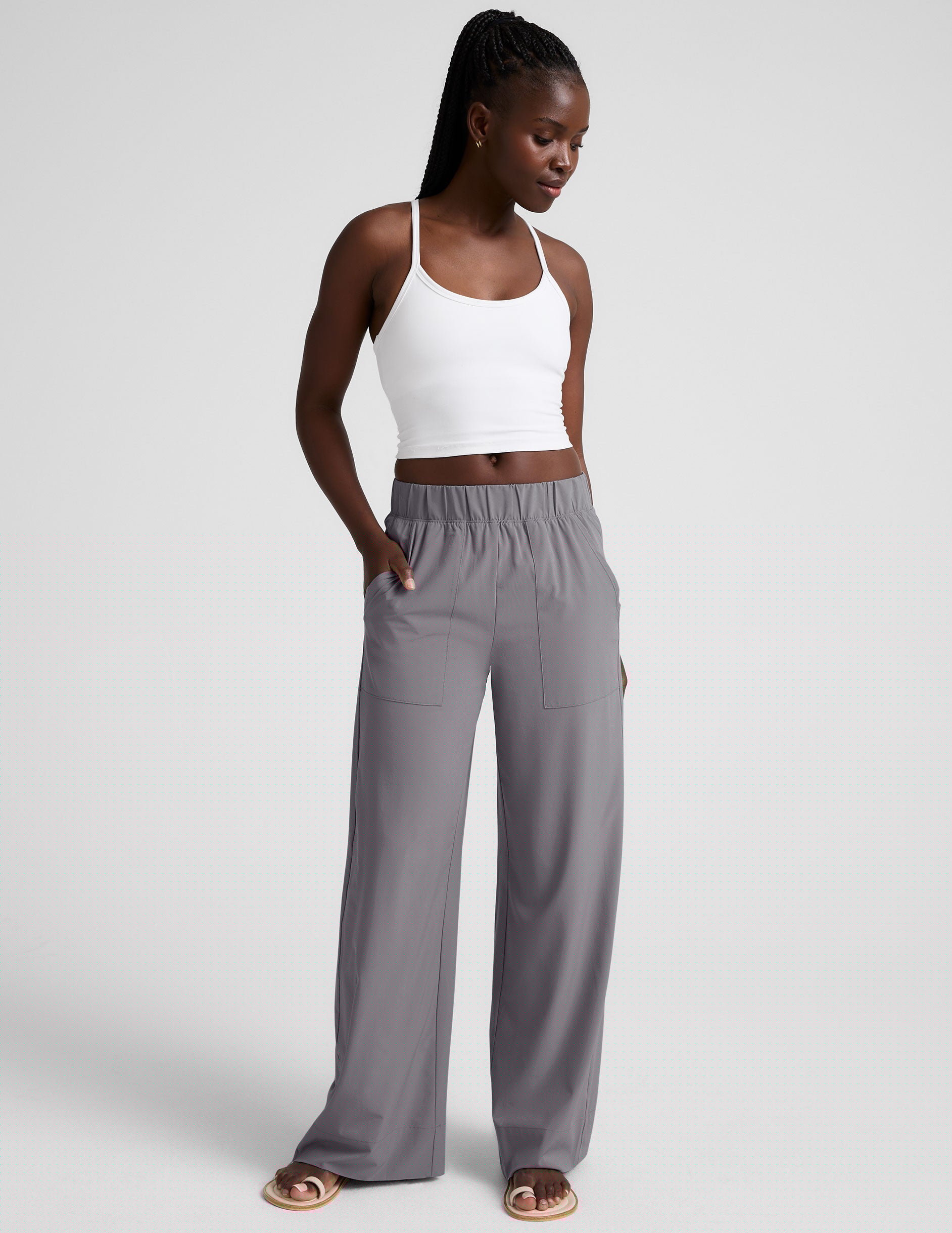 white slim strapped racerback cropped tank.