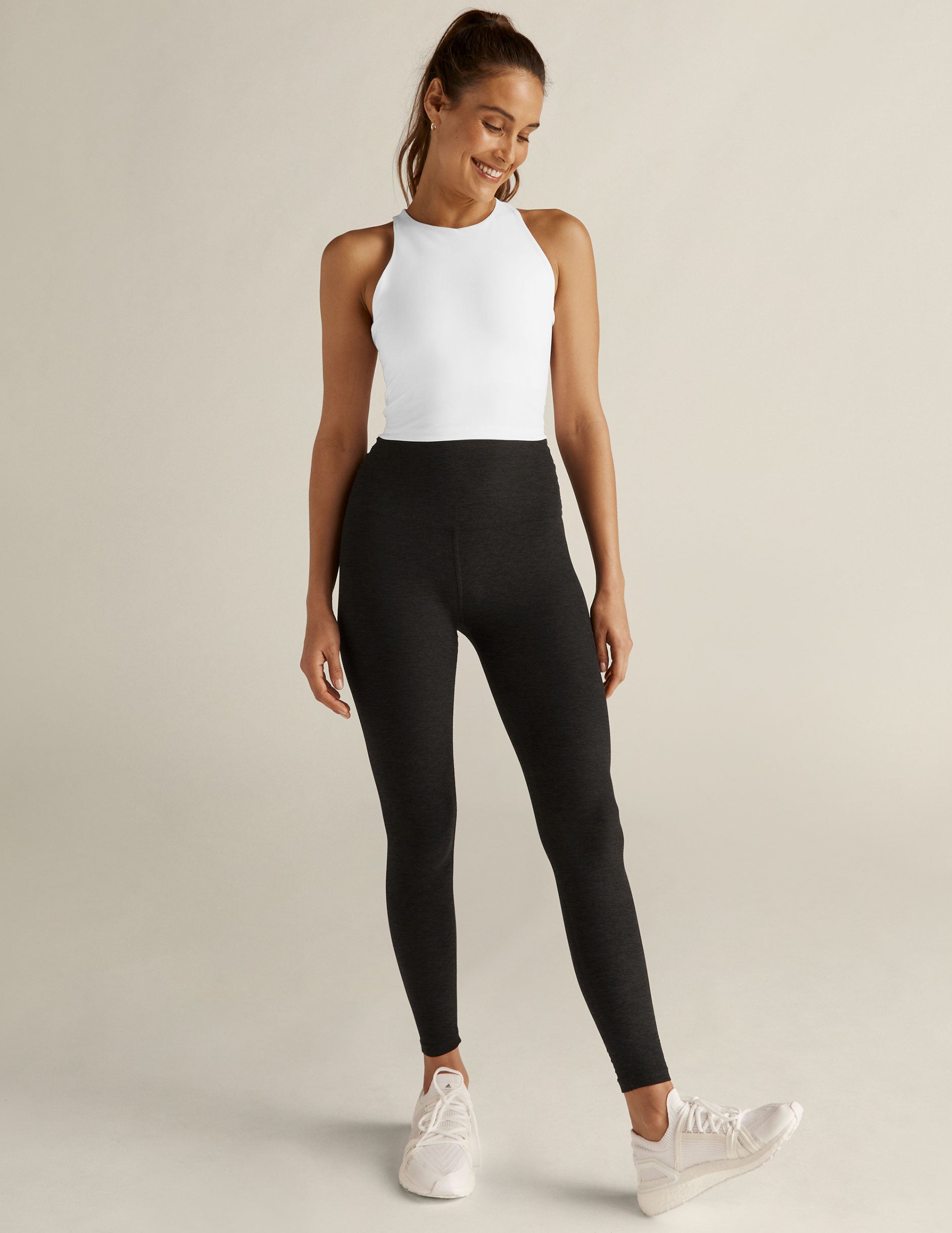 white high neck racerback cropped tank