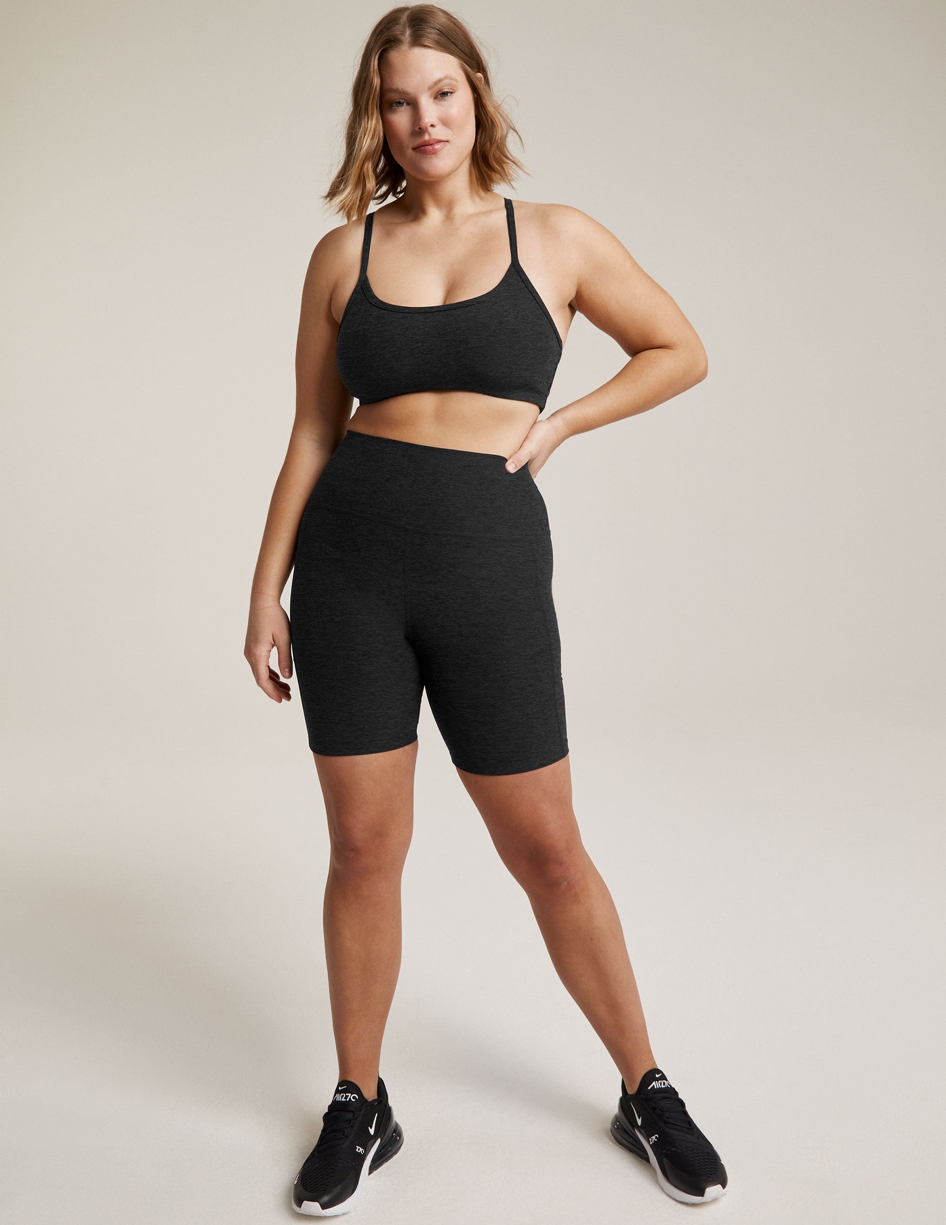 black shorts with pocket detail