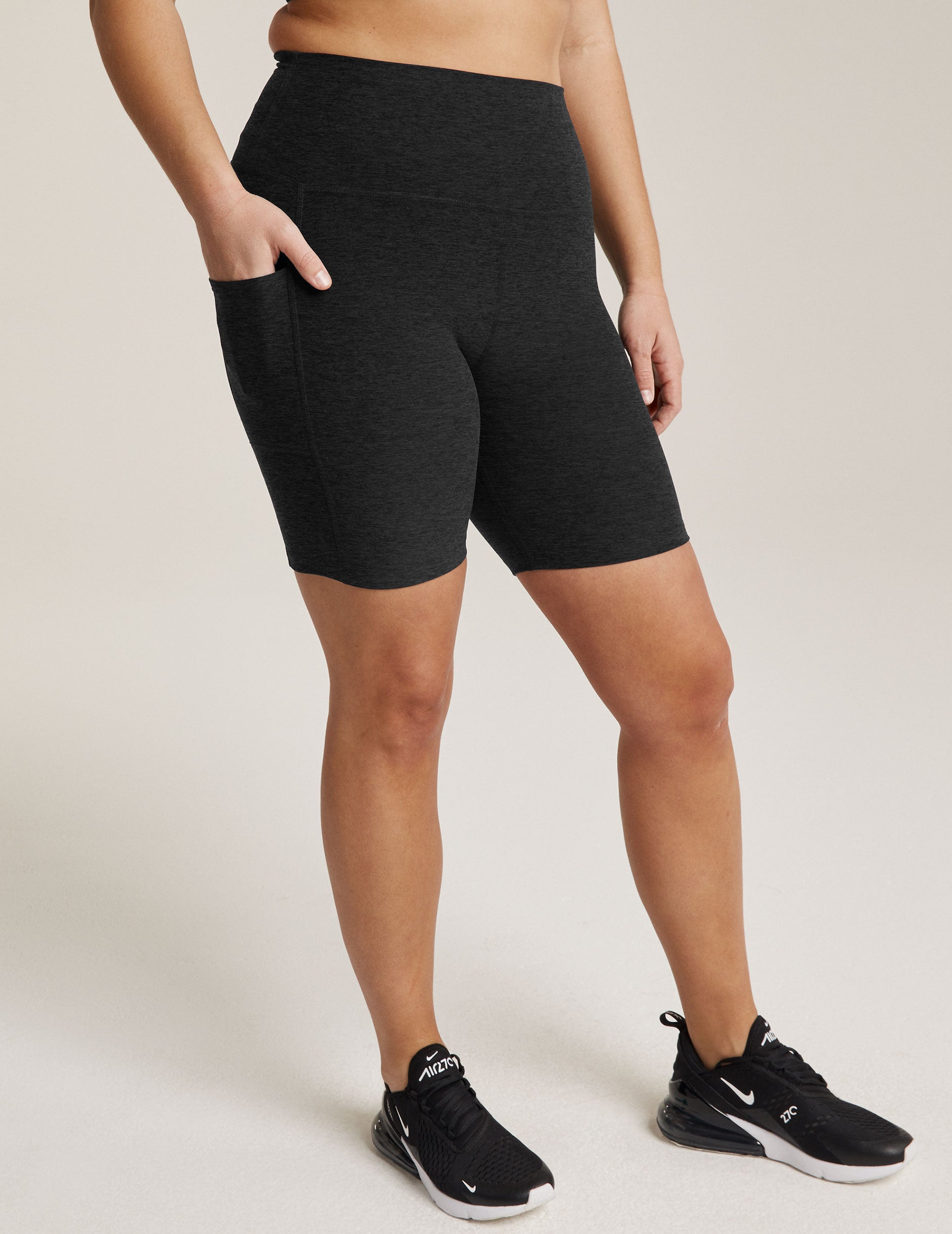black shorts with pocket detail