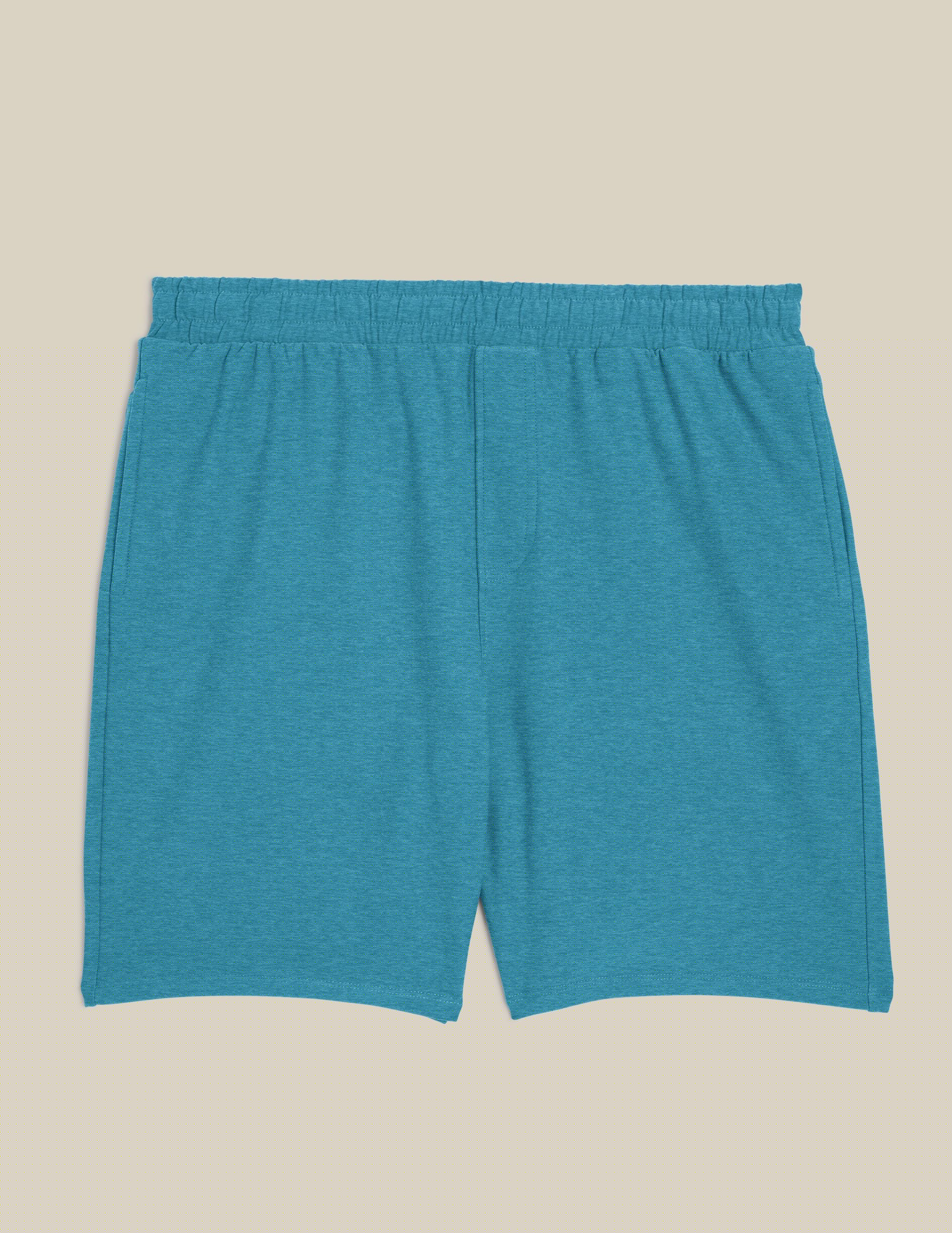 blue men's spacedye shorts with pockets.