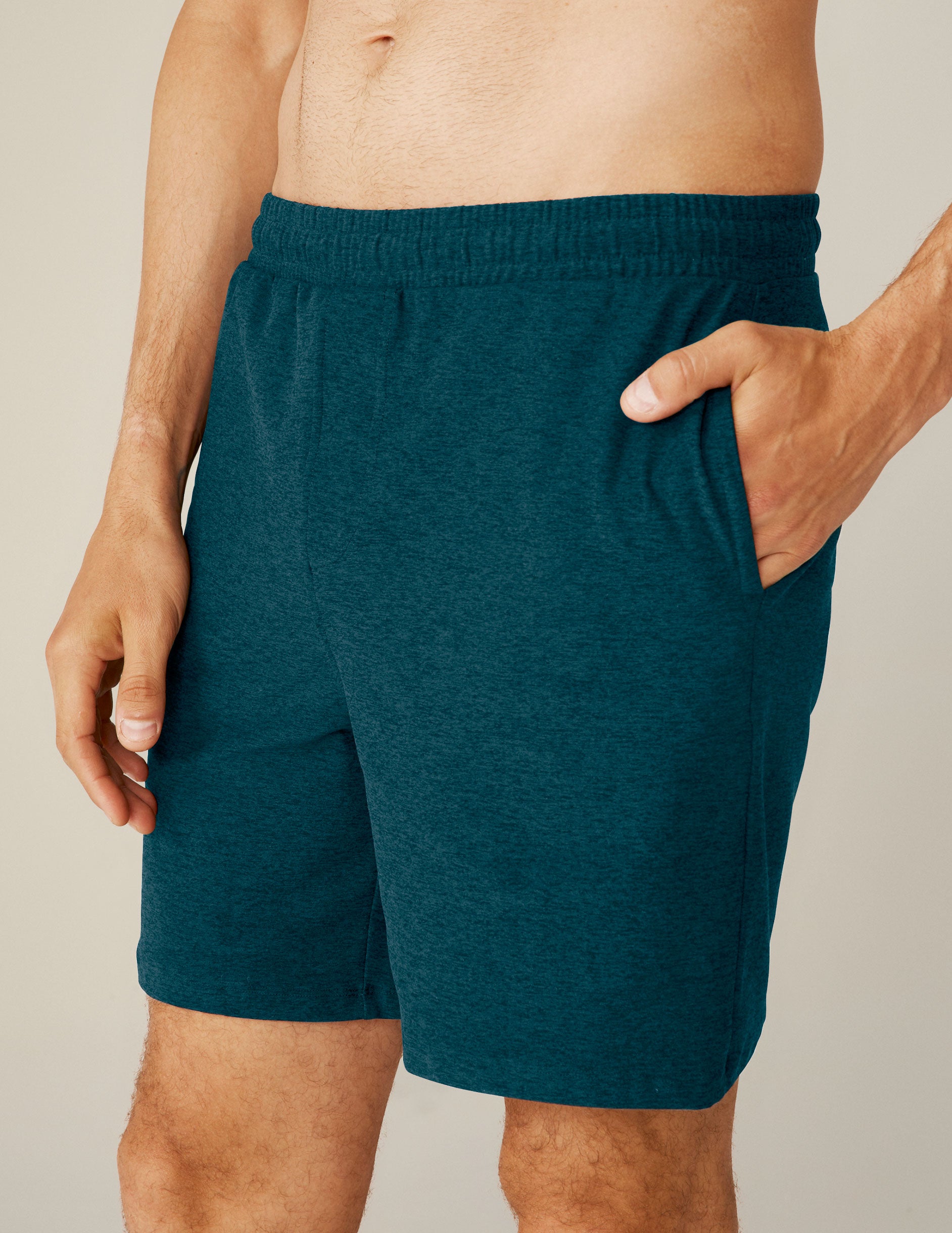 blue men's shorts with pockets.