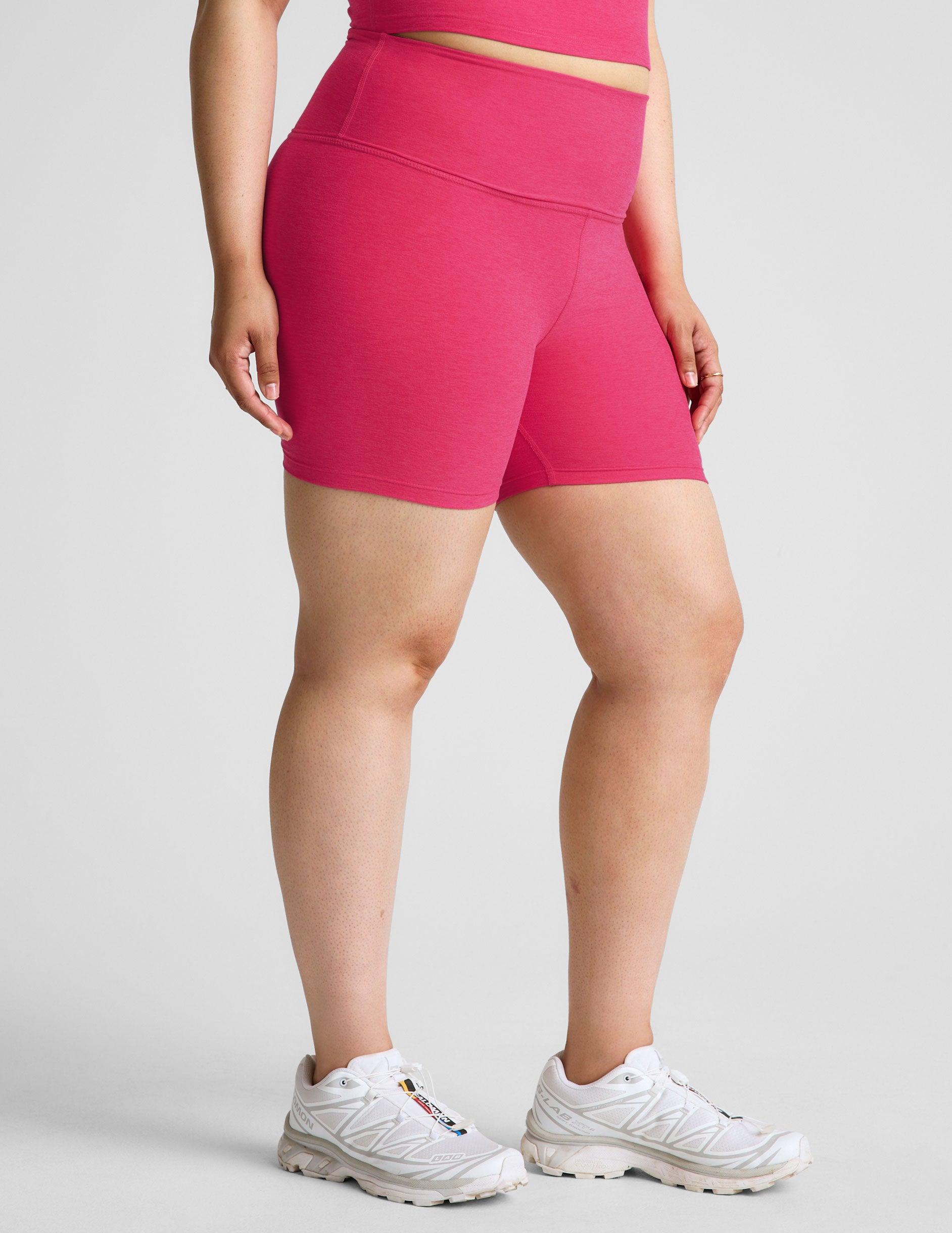 pink high-waisted 5" biker shorts.
