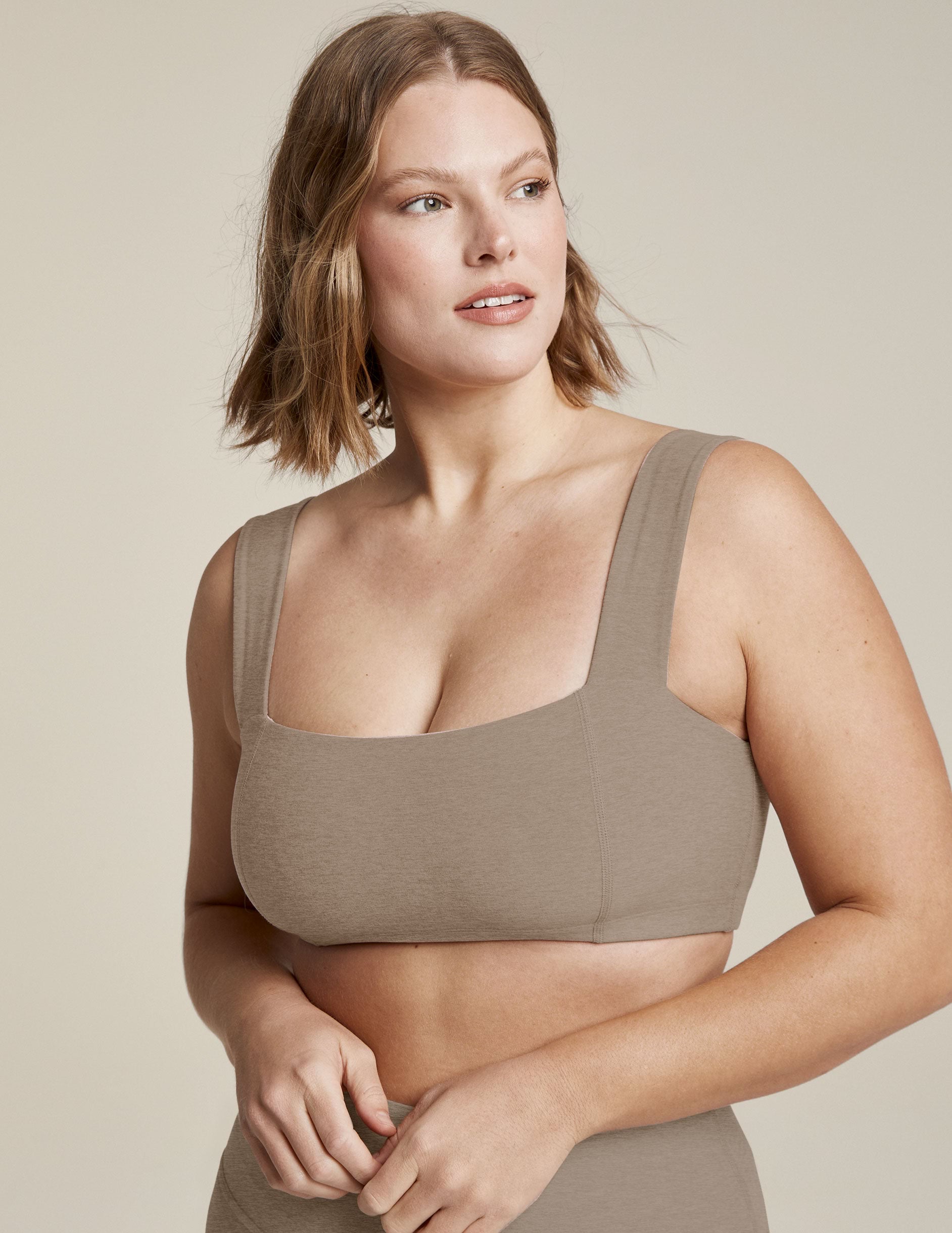 brown square neck bra