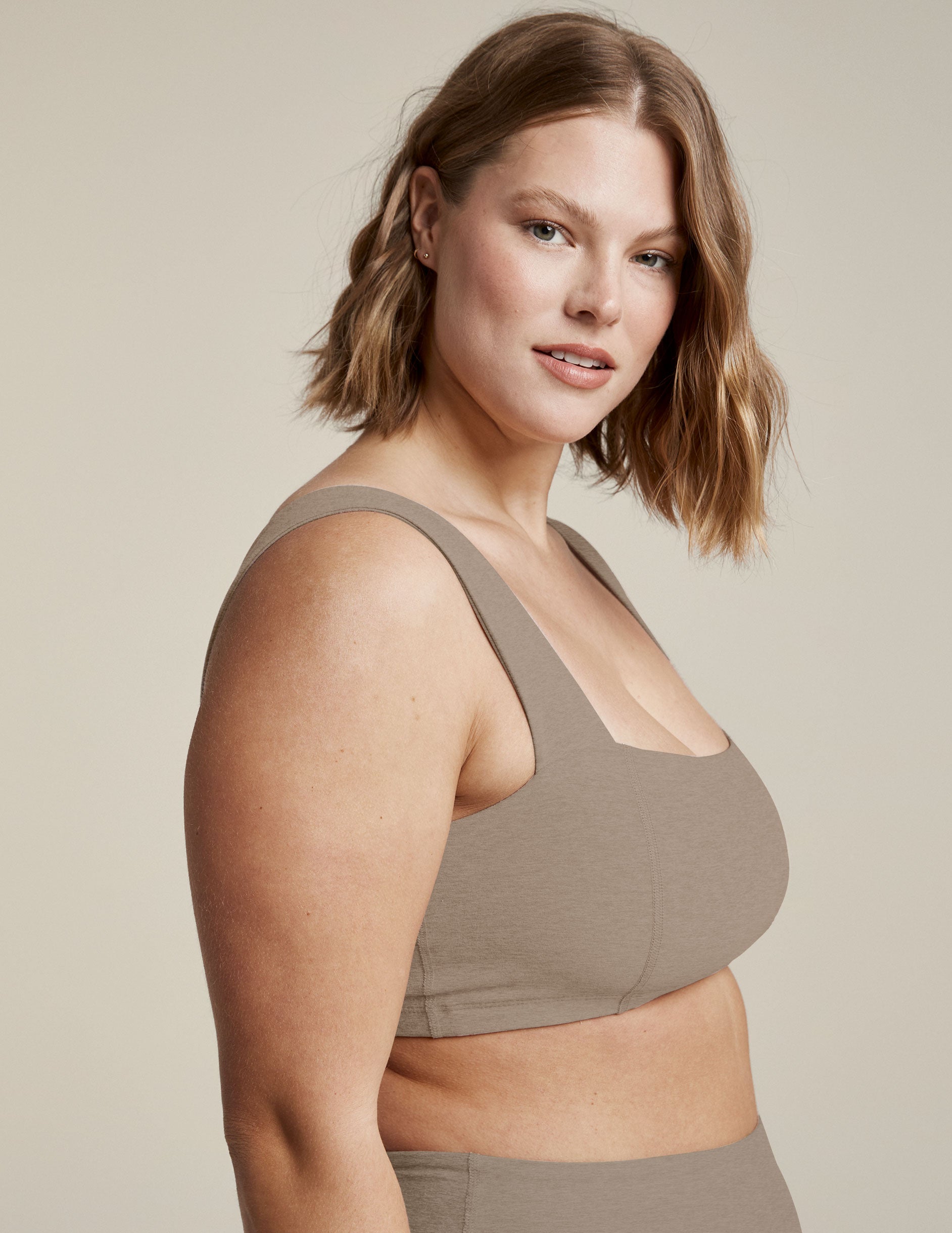 brown square neck bra