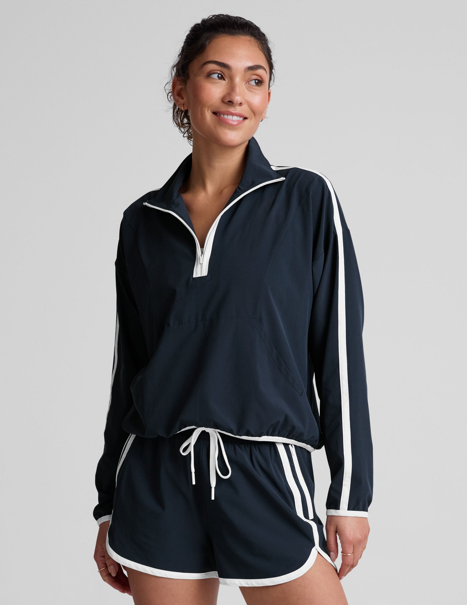 Stretch Woven Course Contrast Half Zip Pullover