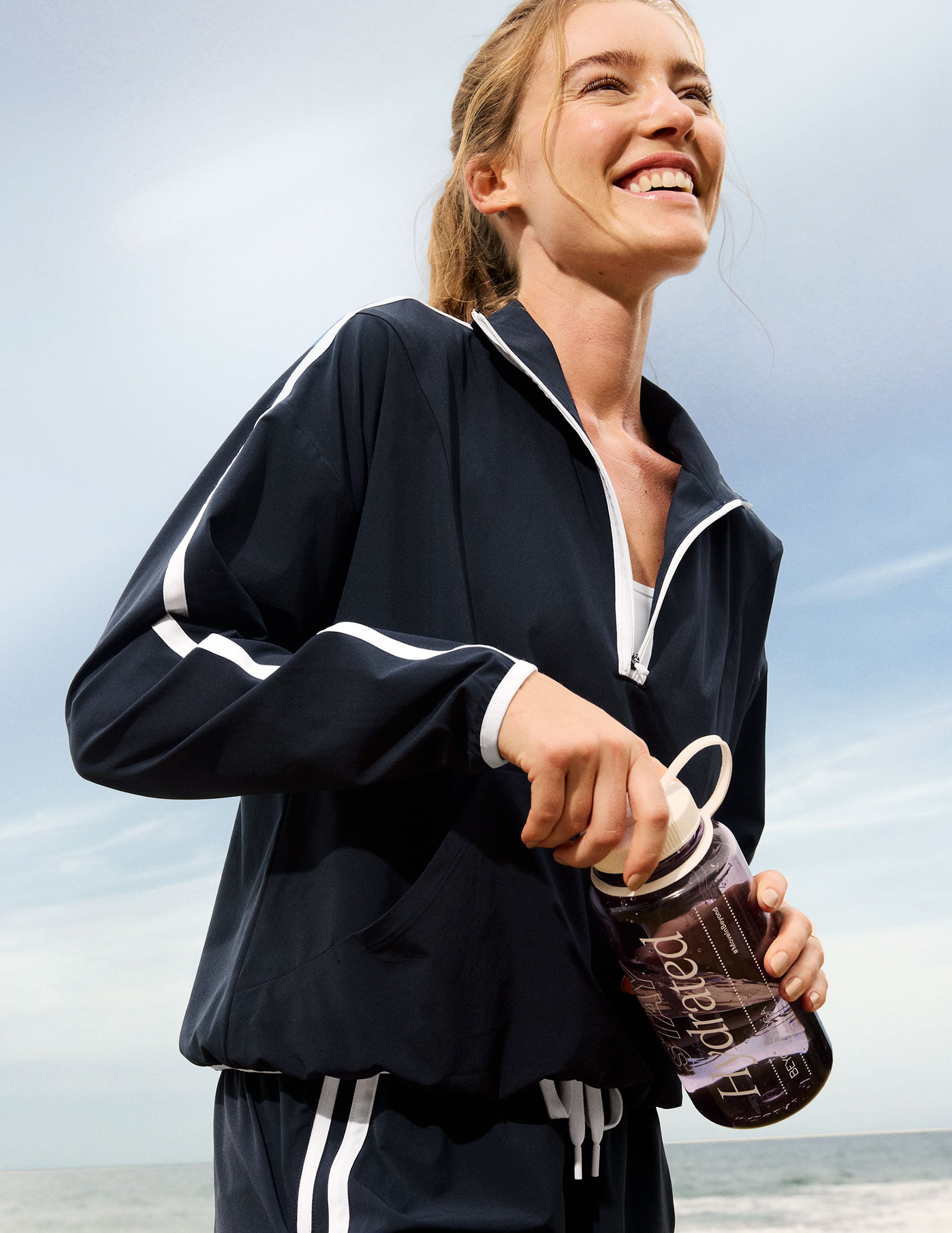 Stretch Woven Course Contrast Half Zip Pullover