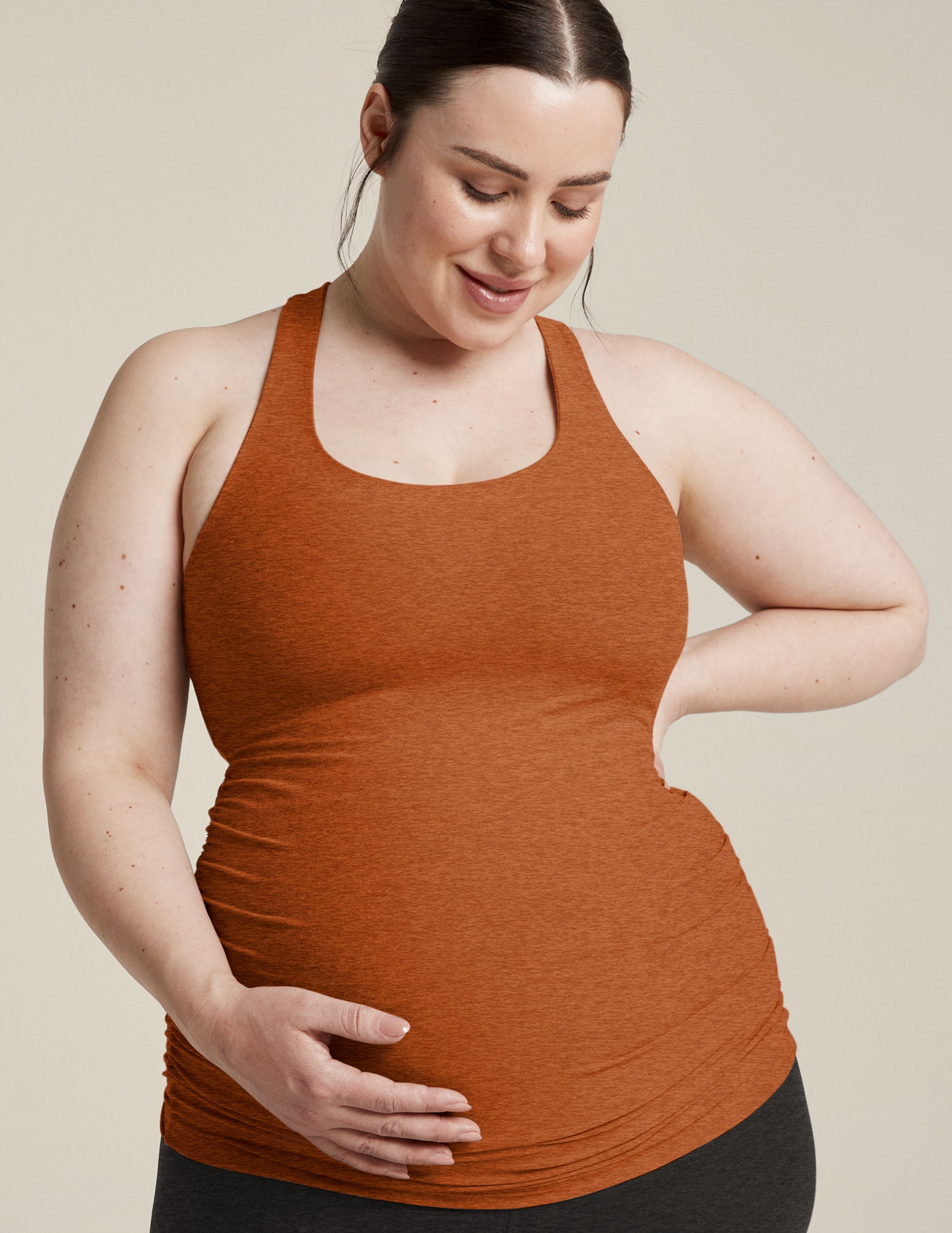 brown maternity tank top.